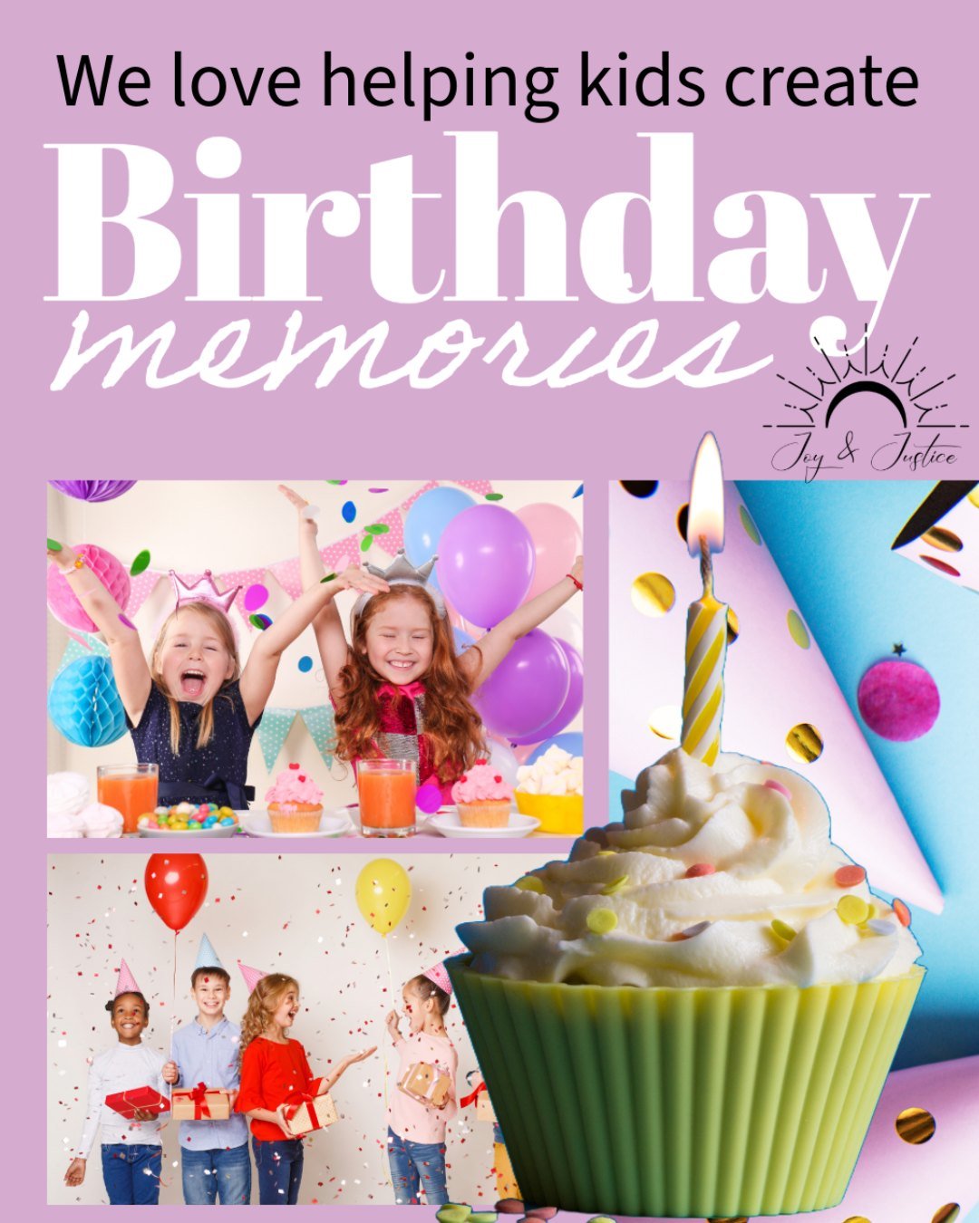 At Joy &amp; Justice, we love helping the kids we serve celebrate their birthdays in a big, joyful way! 🎉💜

We&rsquo;re always looking for fun new places to host parties or special activities in Larimer County.

👉 Comment below with your favorite 