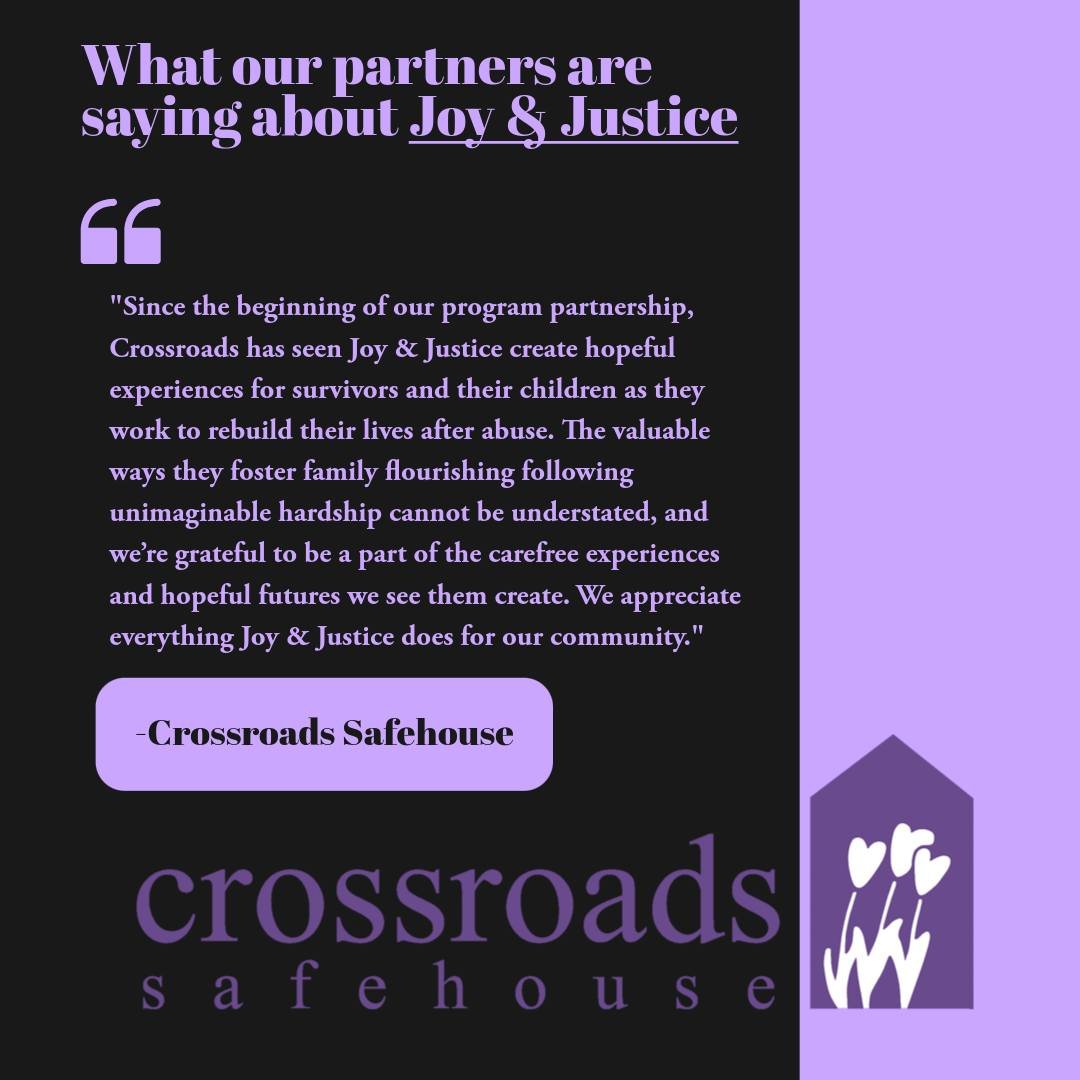 We are so grateful for our partnership with Crossroads Safehouse. The work they do every day to support survivors is vital, courageous, and deeply needed and we&rsquo;re honored to walk alongside them in this mission.

Together, we are creating more 