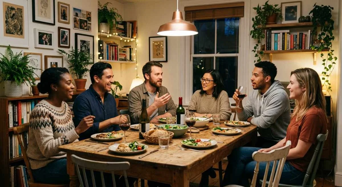 Kitchen table polyamory, where everyone is friendly enough to have dinner together regularly