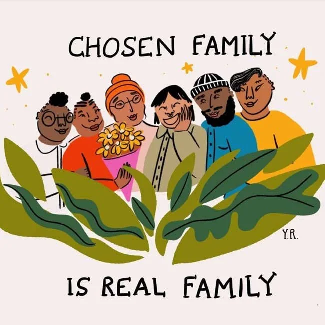 A multi-ethnic group of people shown in a nest of leaves and stars