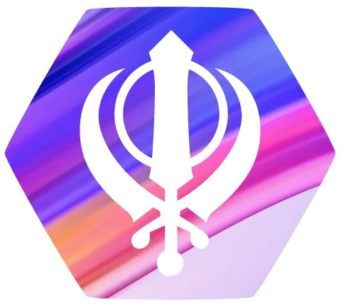 Sik symbol over a rainbow ribbon