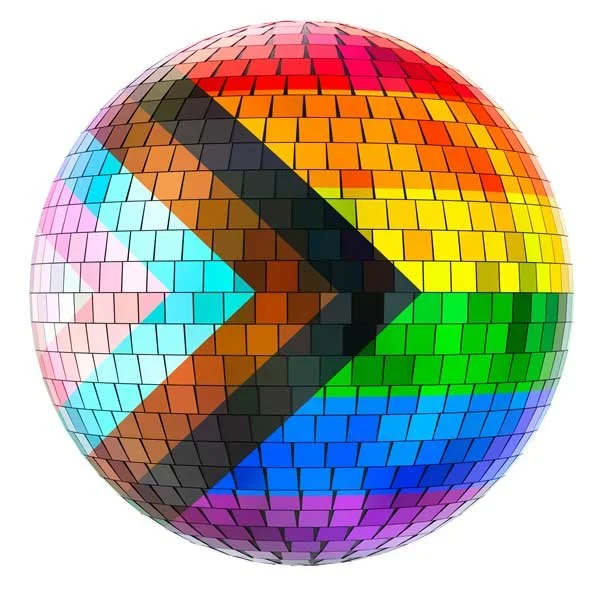 Disco Ball Reflecting the LGBTQ Progress Flag
