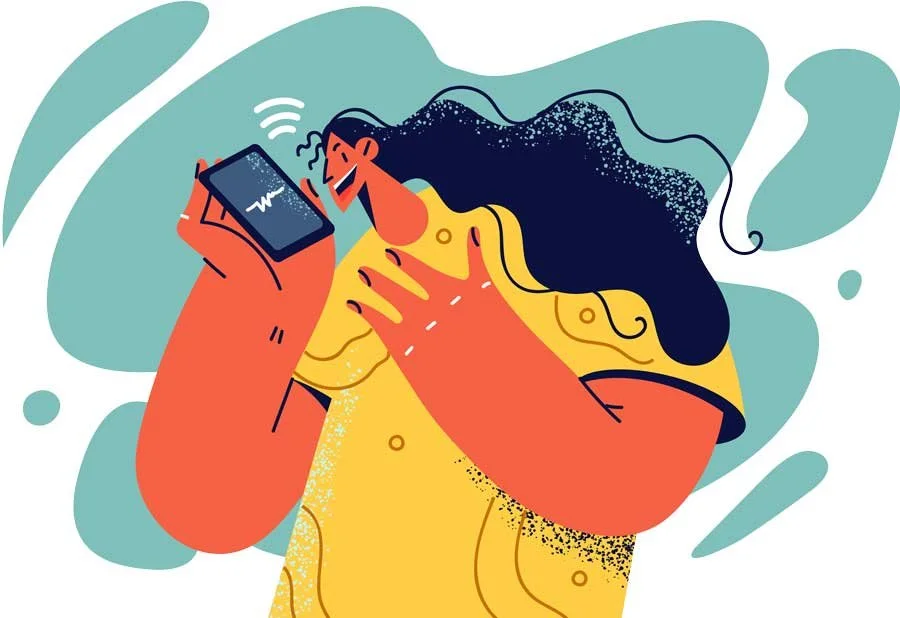 A very happy person talking on the phone