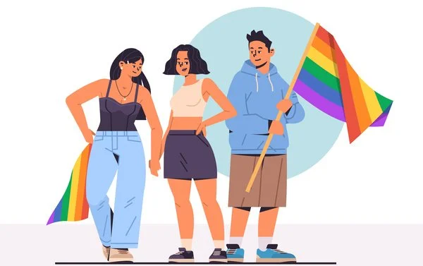 Kids Teens at Phoenixville Pride, holding rainbow flags