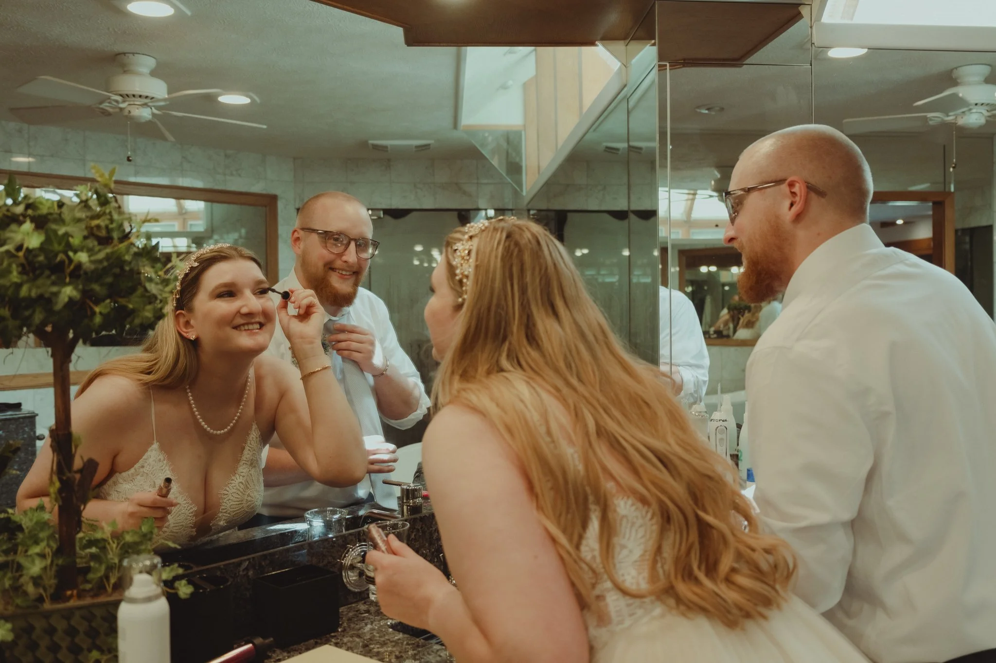 elopement bride and groom on boat dock at lakehouse in bloomington, illinois