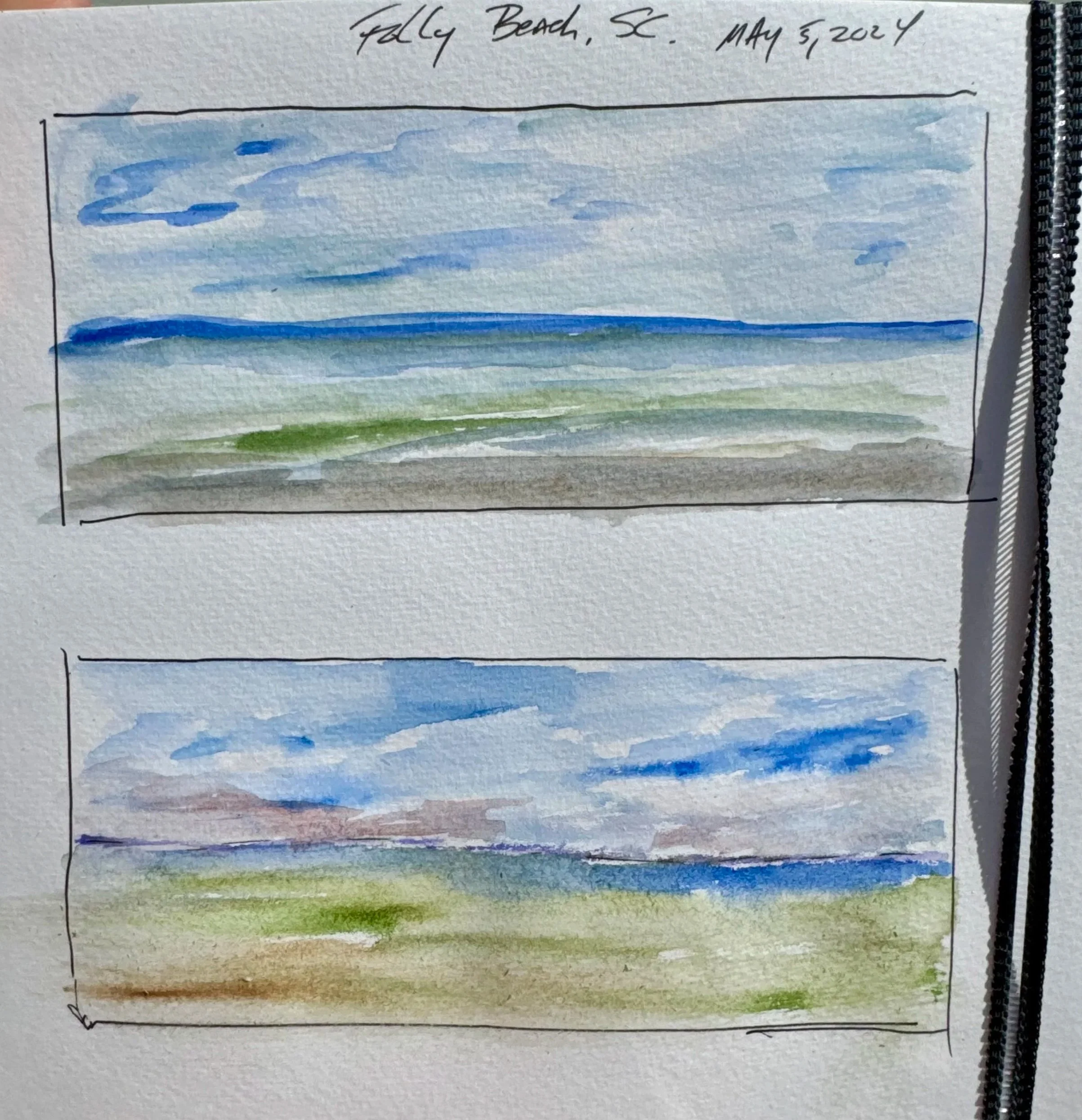 quick watercolor profiles of the ocean beach interface