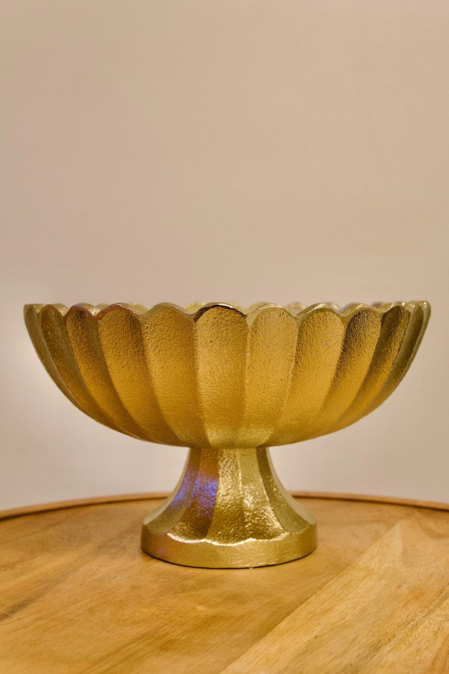 Large gold scalloped compote