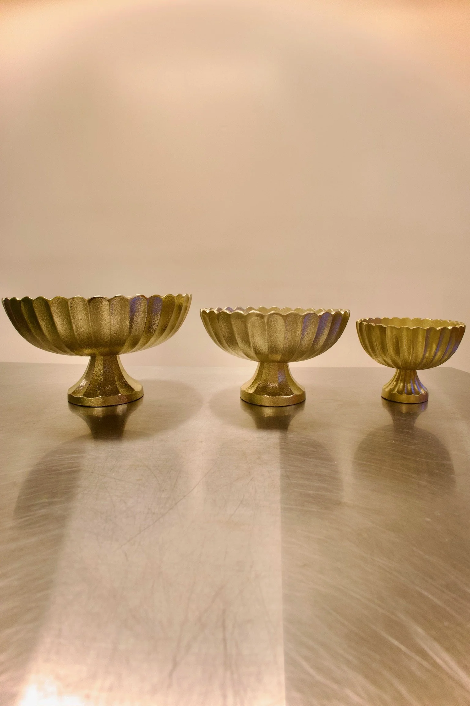 Gold scalloped compotes