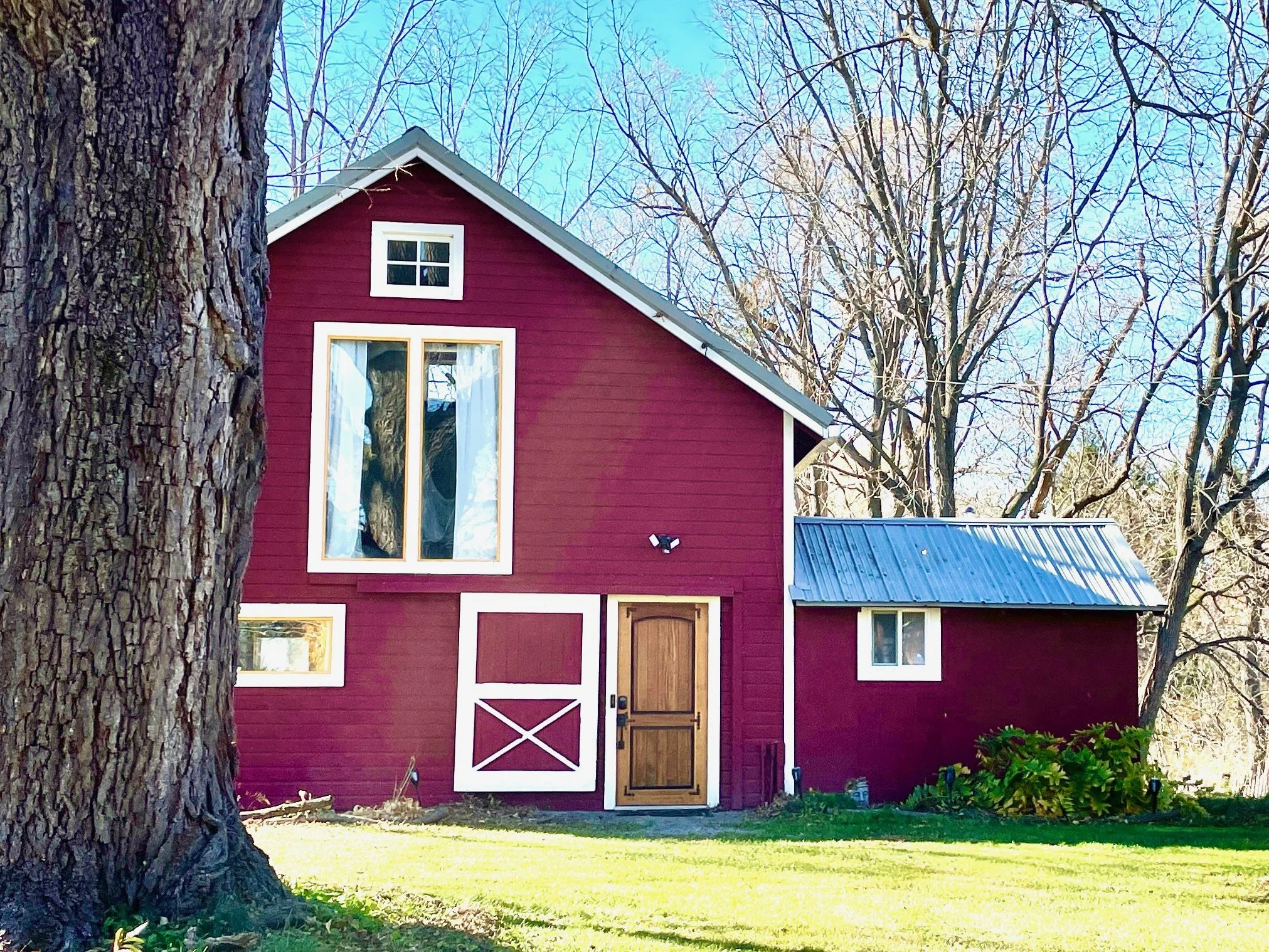Barn Manor, the restored red barn at Perry City Manors, Trumansburg, New York