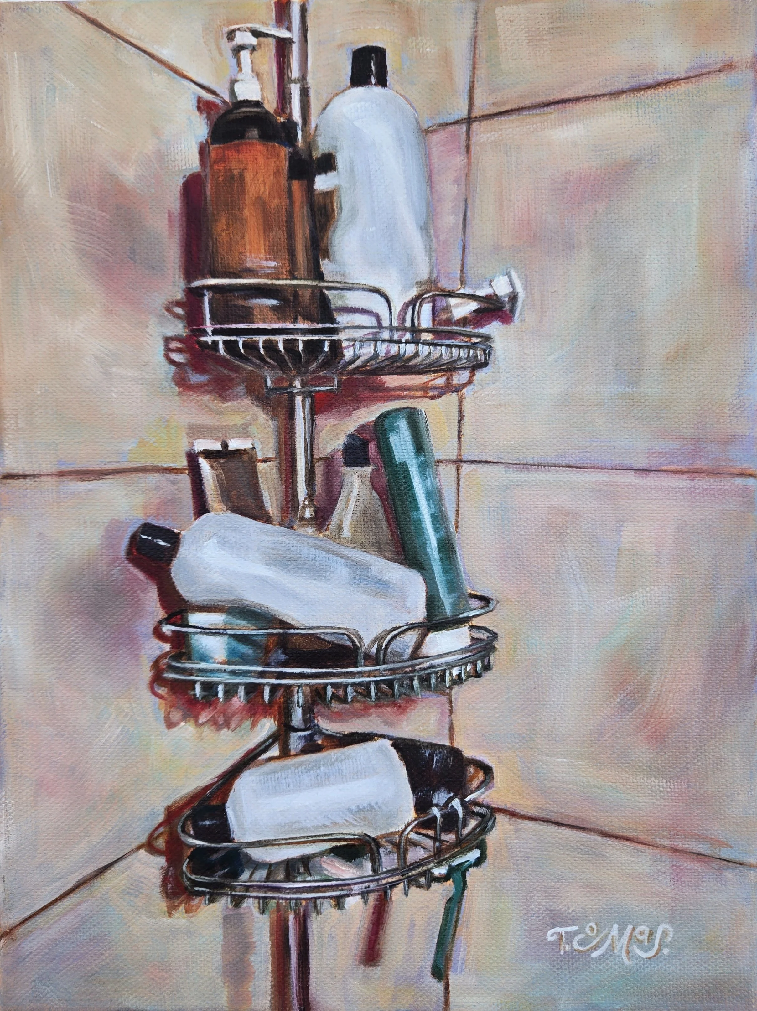 Shampoo Graveyard, 9"x12", Oil on Canvas