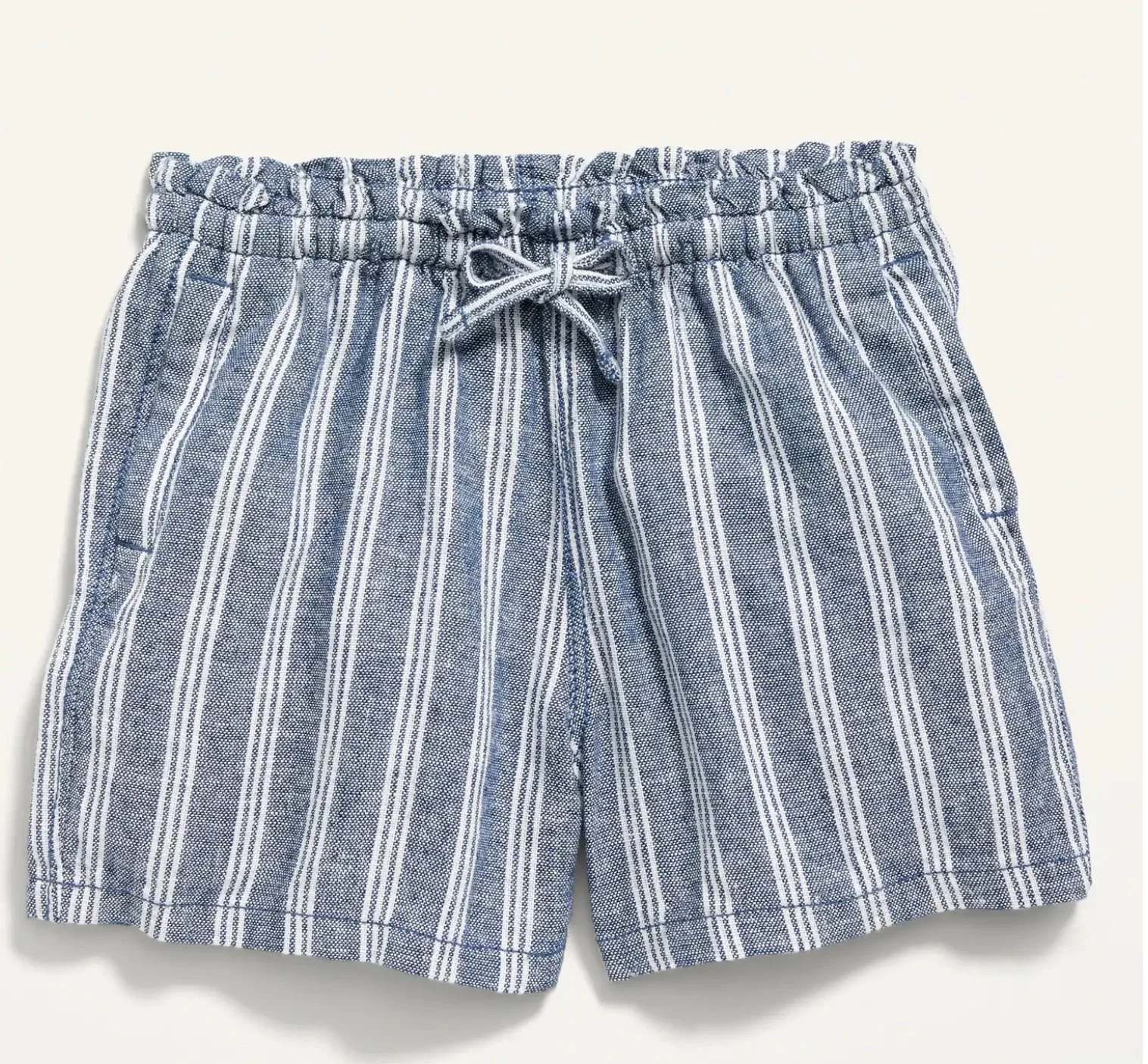 Functional Drawstring Linen-Blend Paperbag-Waist Pull-On Shorts for Toddler Girls