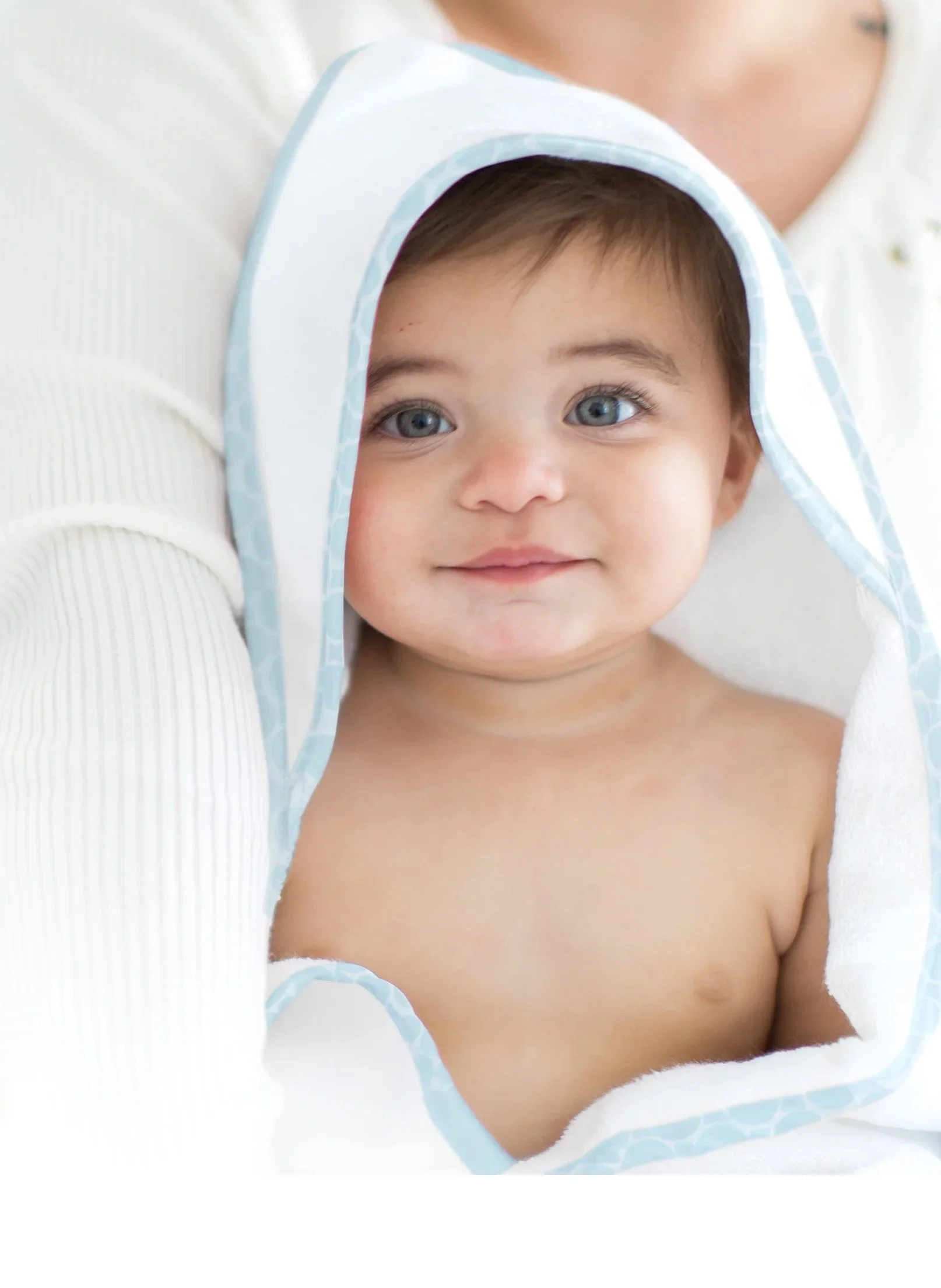 Terry Velour Hooded Towel - Mini Mod Circles Trim