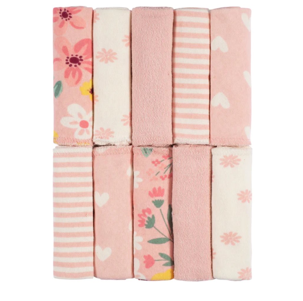 10-Pack Baby Girls Vintage Floral Washcloths
