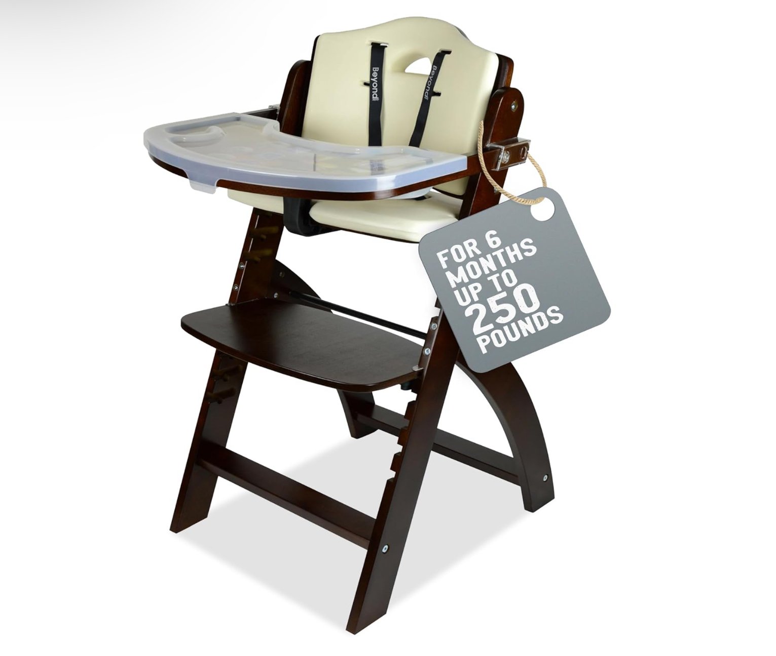 Abiie Beyond Junior Wooden High Chair with Tray.