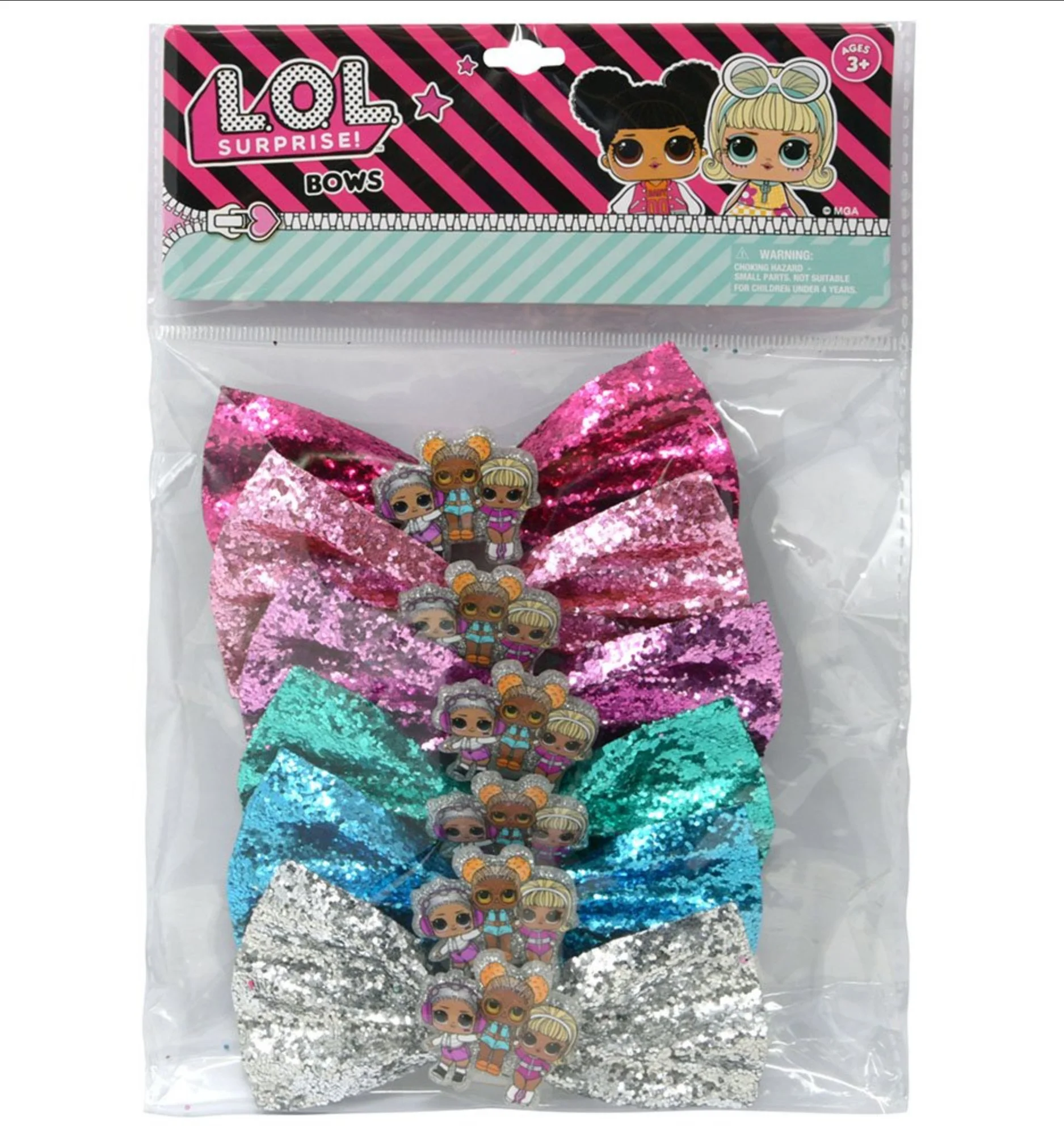 LOL 6pc glitter bows