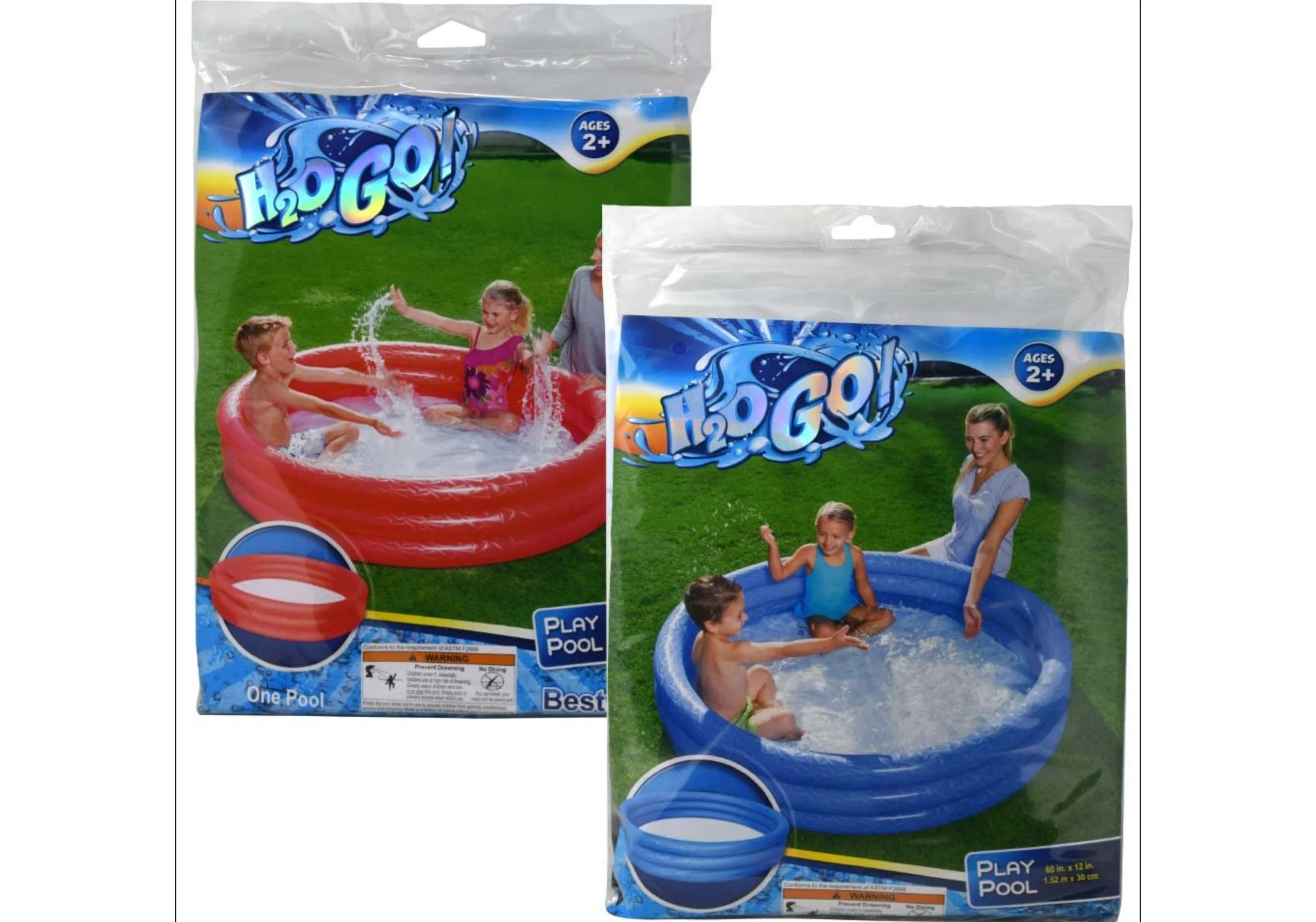 H2OGO! 60" 3 Ring Inflatable Pool in polybag