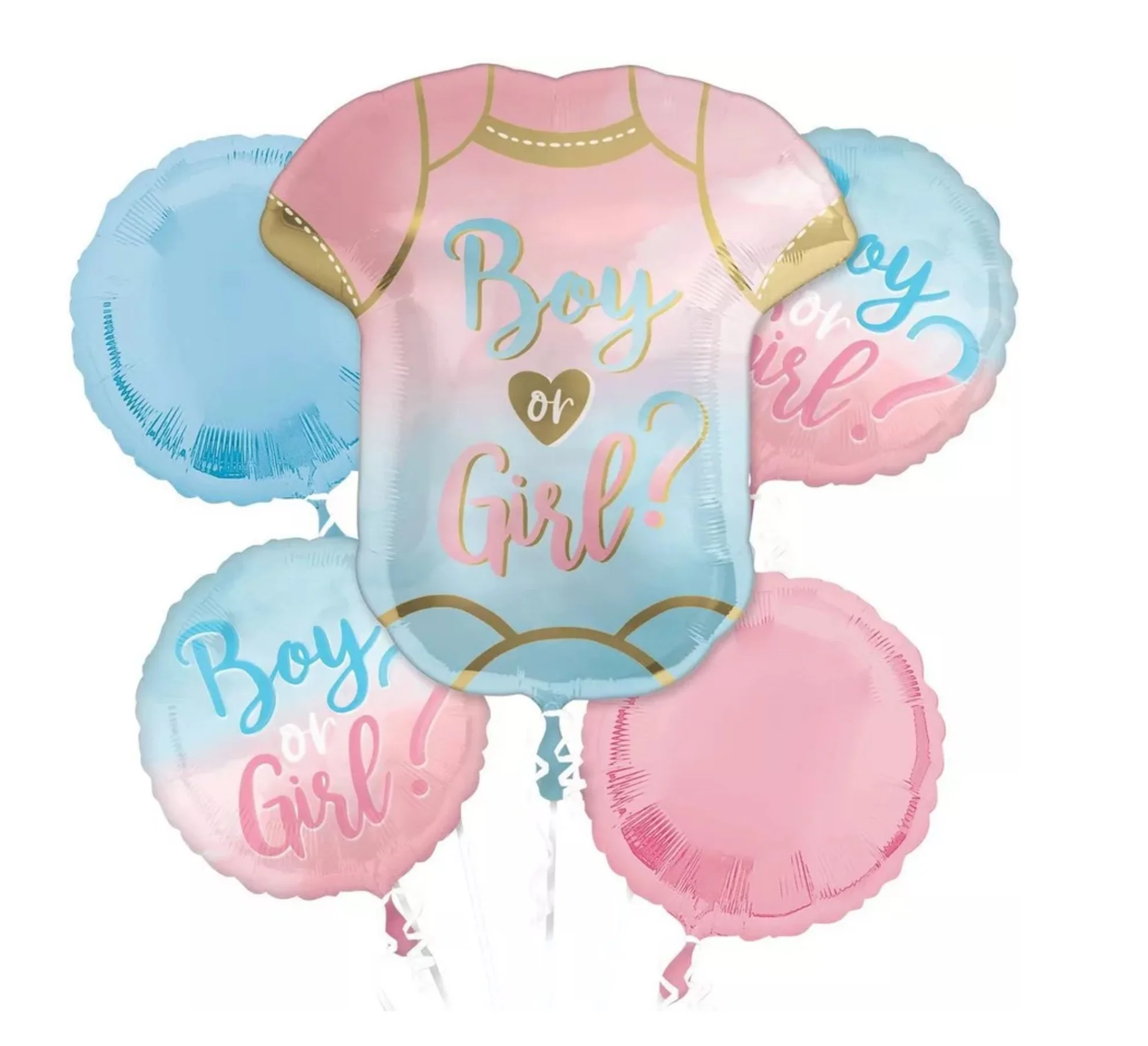 Boy or Girl Gender Reveal Foil Balloon Bouquet, 5pc