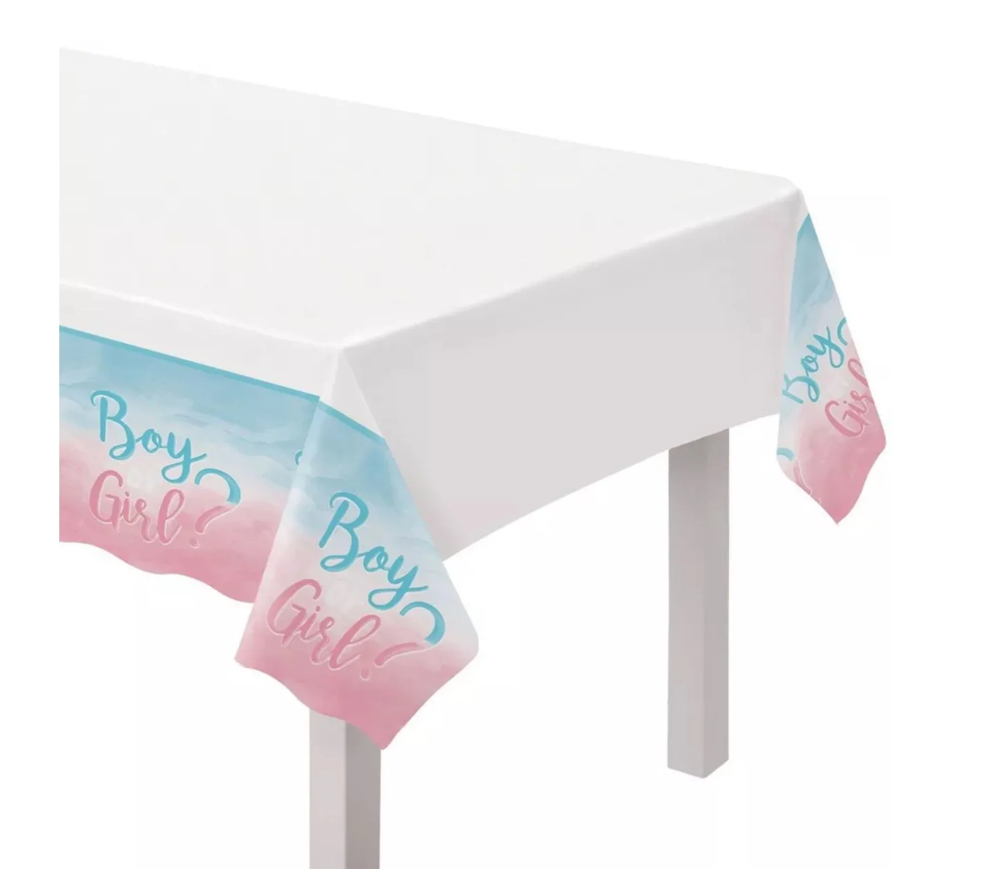 Boy or Girl? Plastic Tablecover, 54in x 102in - The Big Reveal