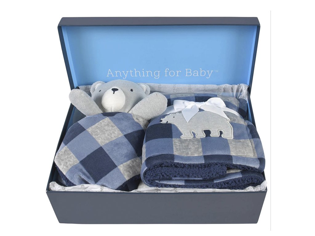 Unisex Baby 2-Piece Blanket Gift Set Bear One Size