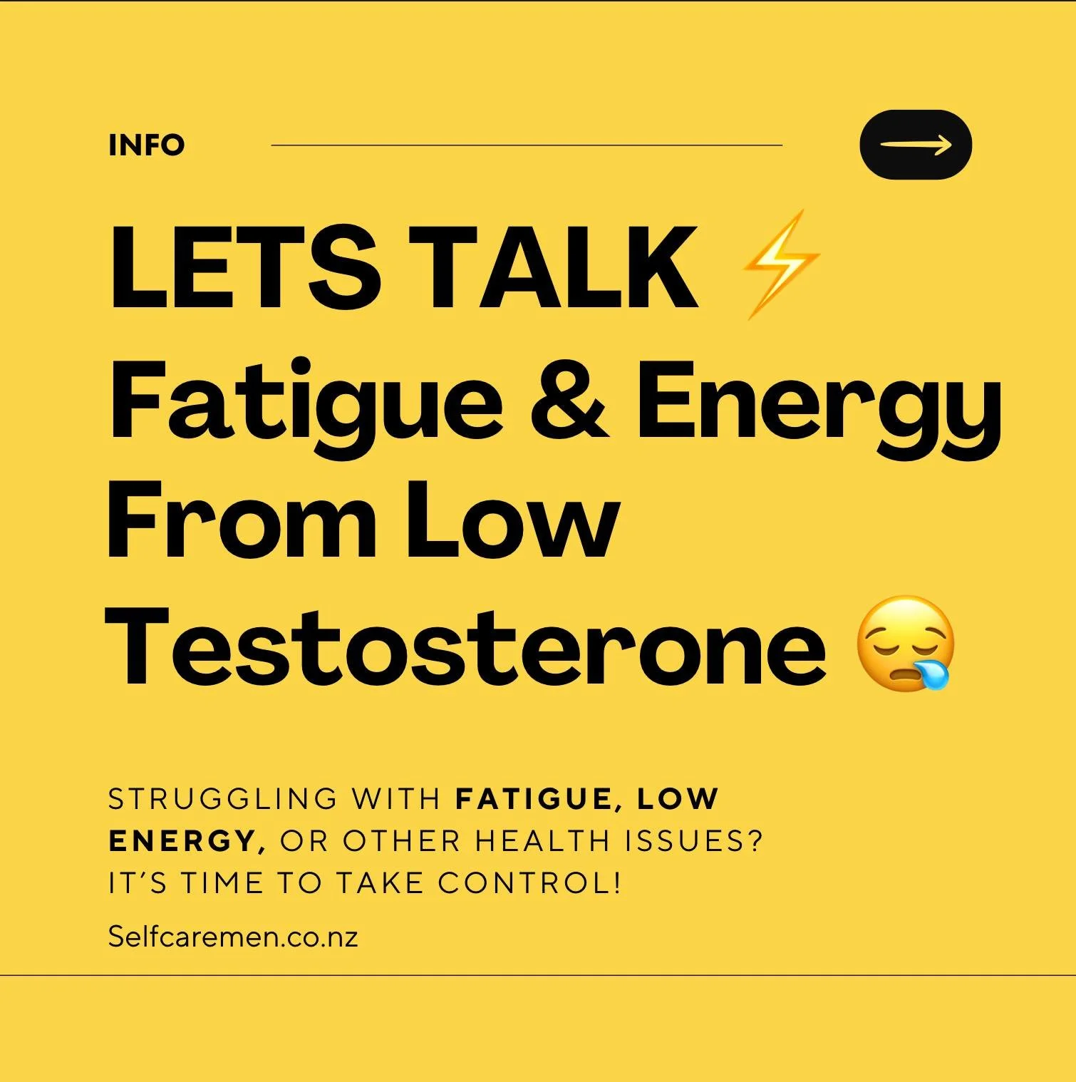 🔍 Want to know more? Drop us a DM or schedule an appointment through our Telehealth platform!

#LowTestosterone #MensHealth #FatigueAwareness #HormoneHealth #EnergyBoost #MensWellness #TestosteroneTherapy #Telehealth #MensHealthMatters #TiredAllTheT