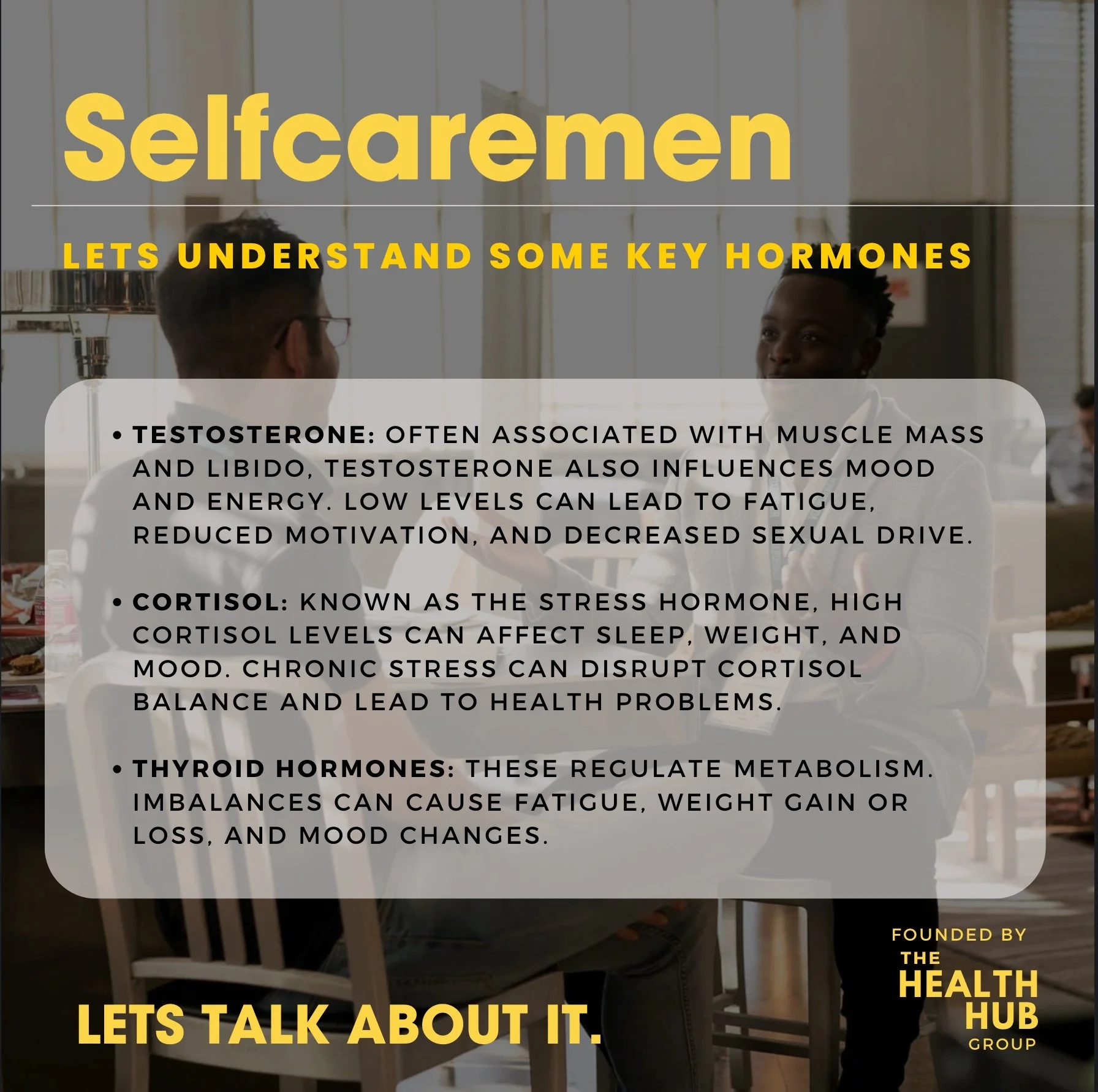 &quot;Men, it's time to understand your hormones. Testosterone, cortisol, sleep cycles&mdash;your health is more than just muscles and energy. Know your levels, take charge, and be the best version of yourself. 💪🧠 #MensHealth #HormoneBalance #TakeC