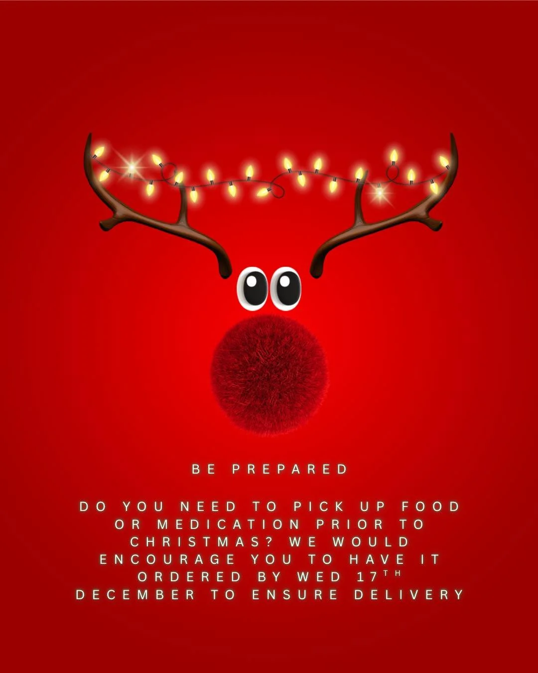 Is your animal on long term medication or special food? Given the coming festive season we would encourage everyone to check 💊 to ensure they have enough to get through! No one likes to fall short of medication or food!!! 

Please order by Wednesday