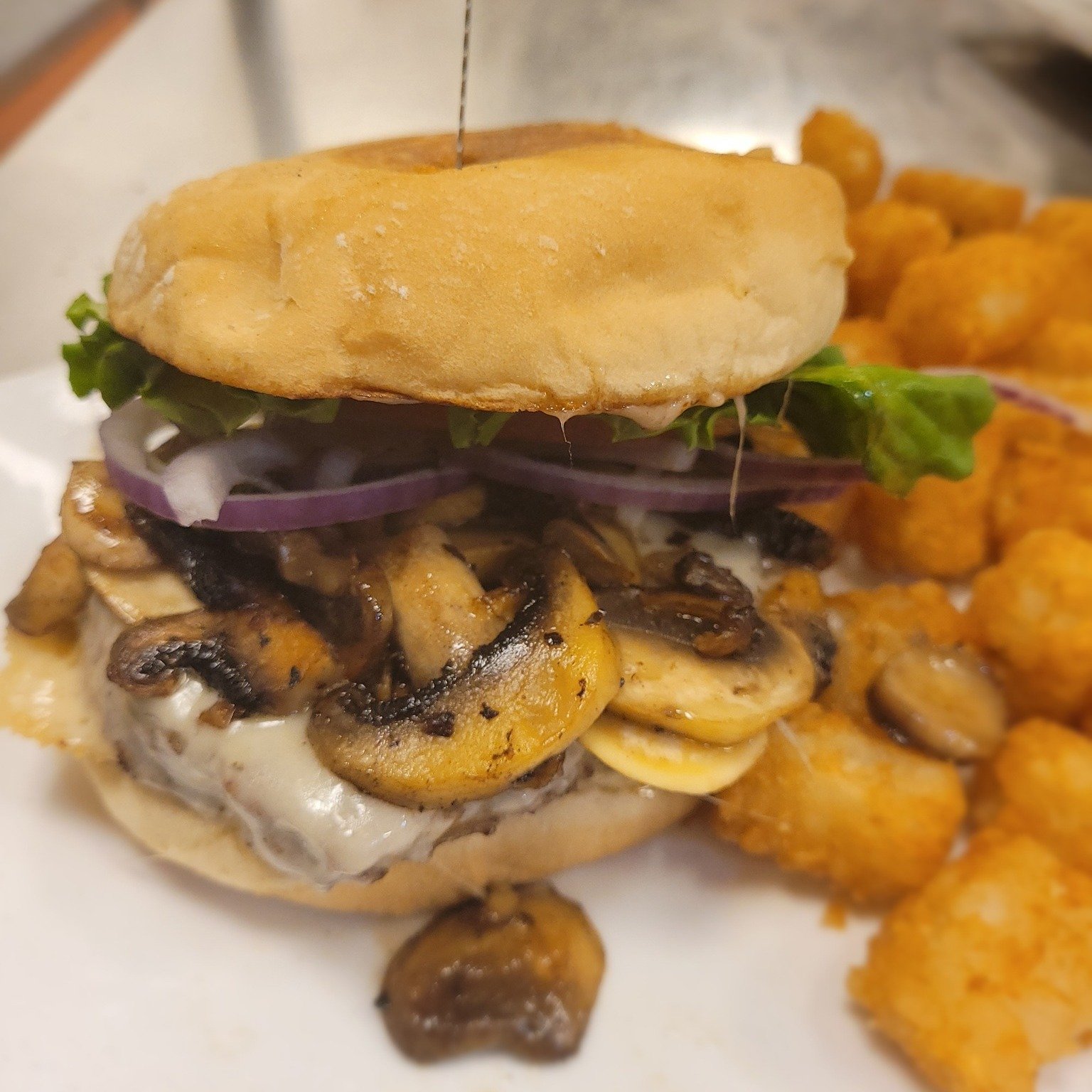 🍔 Feast on the flavors of our Mushroom Swiss Burger! Juicy beef meets saut&eacute;ed mushrooms and melty Swiss cheese, sandwiched in a toasted brioche bun. 

Every bite is a blend of savory goodness.

📌 405 Silver St, Elko
📞 (775) 777-7931

#local