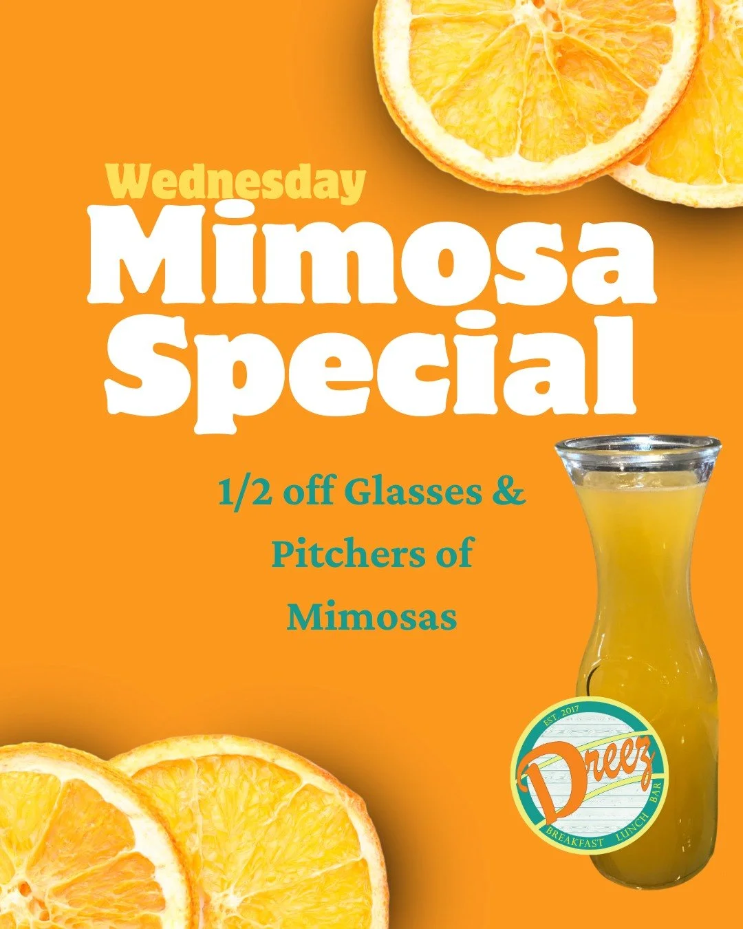 Halfway through the week means bubbles in your glass! 🥂 Enjoy ½ off mimosas every Wednesday at Dreez—by the glass or the pitcher.
🕗 7am – 2pm
📍 405 Silver St, Elko
#Elkodreez #explorenevada #familyrunbusiness #foodie #elko
