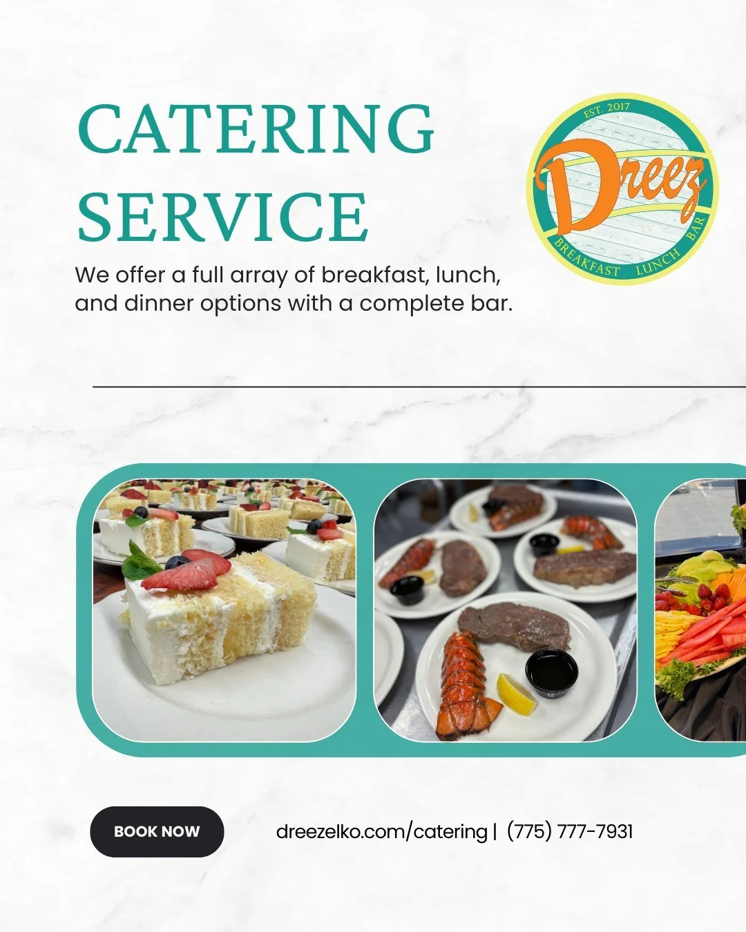 From beautifully plated breakfasts to savory dinners and a fully stocked bar, Dreez Catering is here to make your event unforgettable. Whether it’s a corporate gathering, local event, or special celebration, we’ve got the flavors, the ser