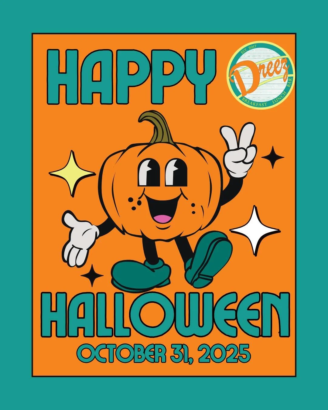 Boo! 👻 Hungry ghosts and goblins are always welcome at Dreez. Whether you’re fueling up before a night of trick-or-treating or celebrating spooky season with friends, we’ve got the perfect treats—no tricks required. 🎃🍳🥞 
Open 7