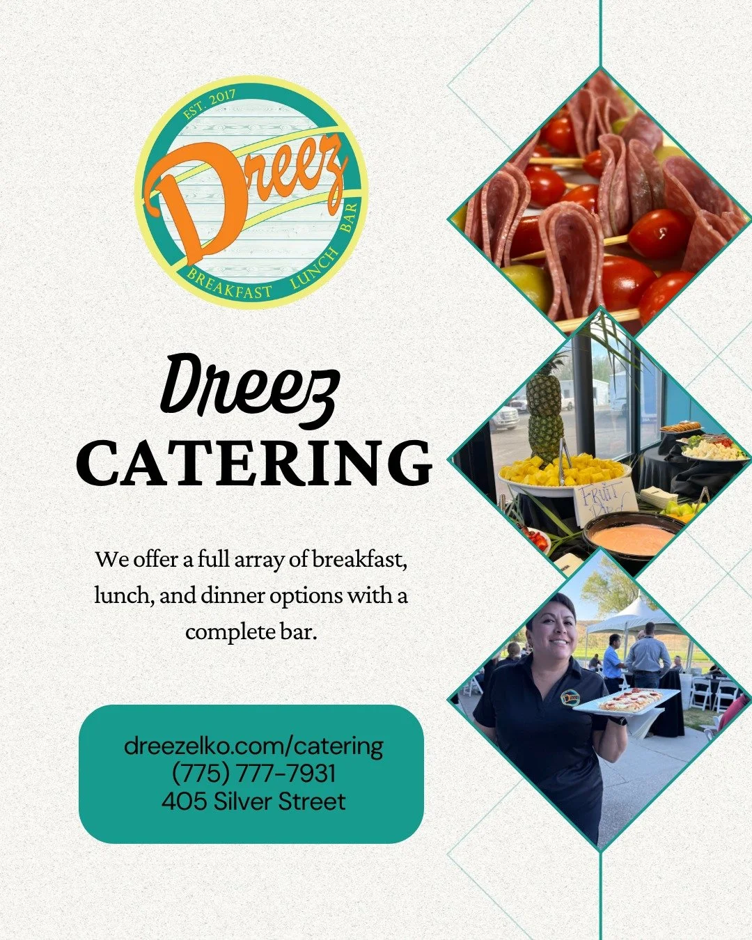 Let Dreez bring the flavor to your next gathering! 🍽️✨ Whether you're planning a cozy brunch, a corporate lunch, or a full-on holiday feast, our catering team is here to serve up the same delicious dishes you love. From breakfast classics to hearty 