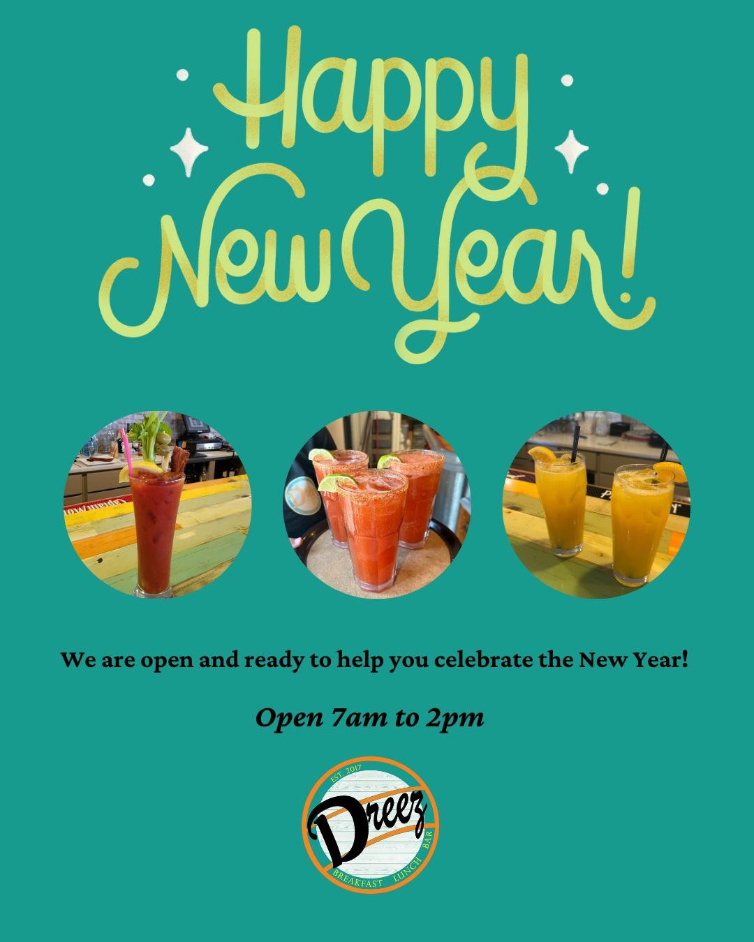 🥂 Welcome 2026 with great food and good vibes at Dreez! We&rsquo;re open from 7am to 2pm on New Year&rsquo;s Day. Stop in for brunch, a Bloody Mary, or a mimosa and kick off the year deliciously. 

📍 405 Silver St, Elko

#Elkodreez #explorenevada #