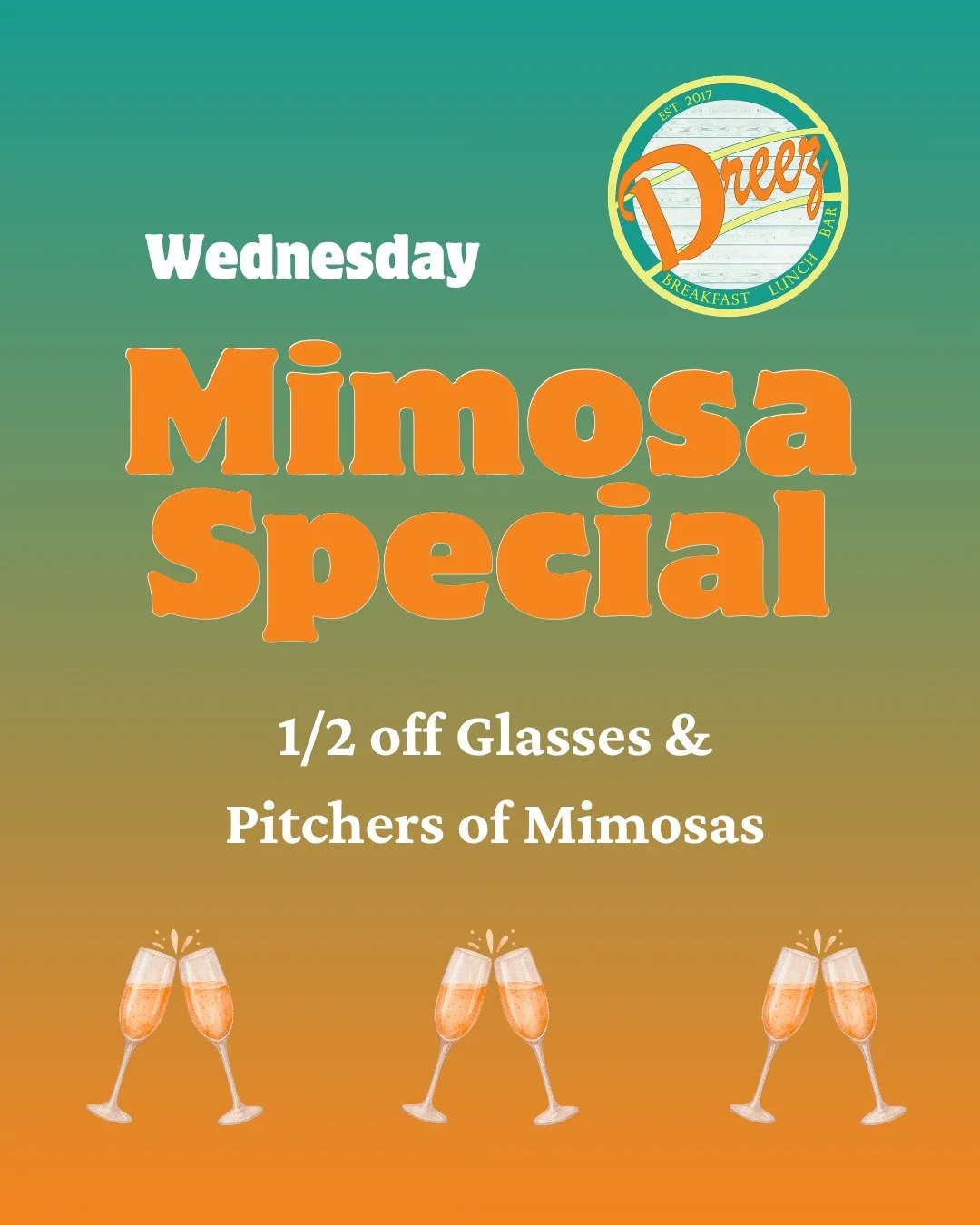 Who says Wednesdays have to be boring? 🍾 Come sip on your favorite mimosa for &frac12; off and turn an ordinary afternoon into something worth celebrating. 

We're open daily 7am&ndash;2pm at 405 Silver St in Elko.

#Elkodreez #familyrunbusiness #el