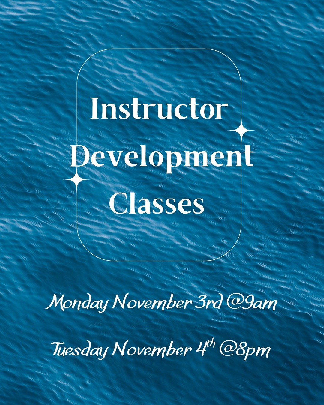 Emily is back with more Instructor Development classes! 
Catch her Monday, November 3rd at 9AM and Tuesday, November 4th at 8PM.

If you missed her first ones, you won&rsquo;t want to miss these! They were such a hit! 
Classes are just $15 and availa
