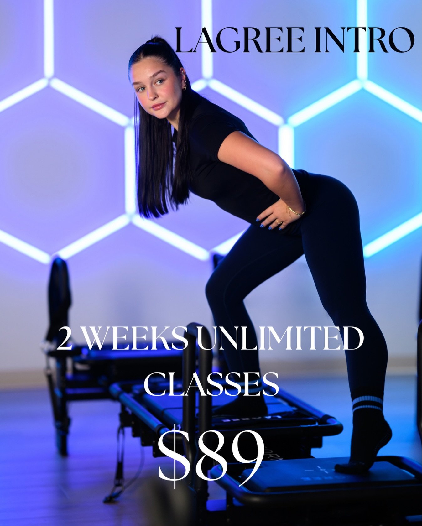 Ready to experience Lagree? Get 2 weeks of unlimited classes for $89.

This is your chance to step into the studio, learn the method, and feel what makes Lagree so effective. Expect muscle-shaking, slow-burn intensity, and a full-body workout that ch