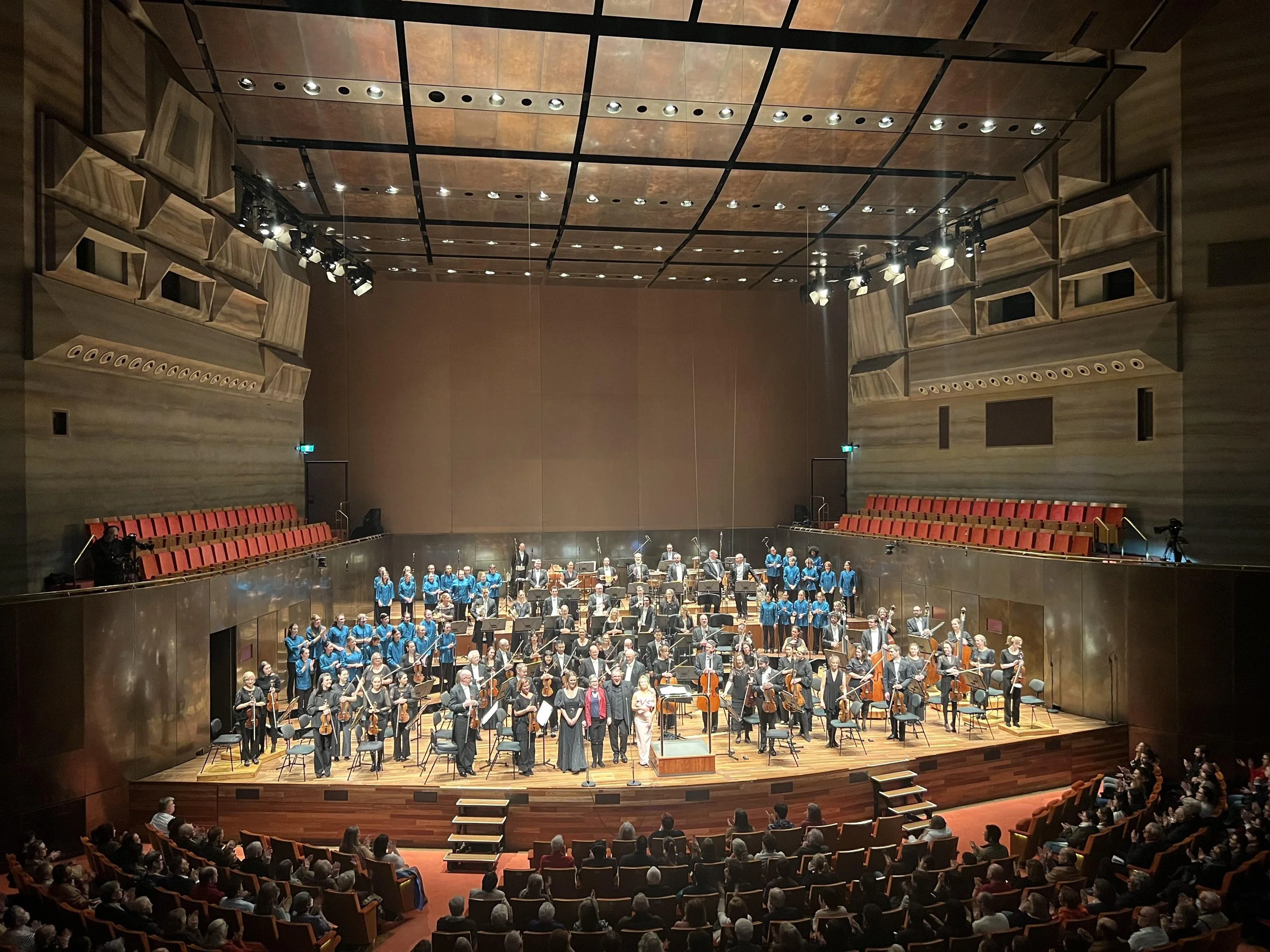 Stephanie Dillon on stage at Hamer Hall, Melbourne performing with the Melbourne Symphony Orchestra and Gondwana Choirs