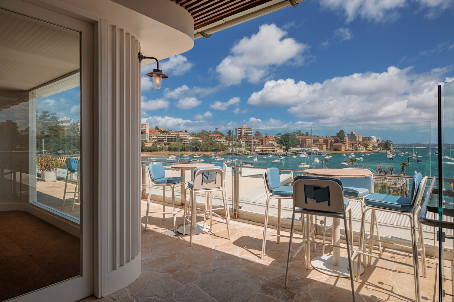 The outdoor terrace overlooking Manly Cove
