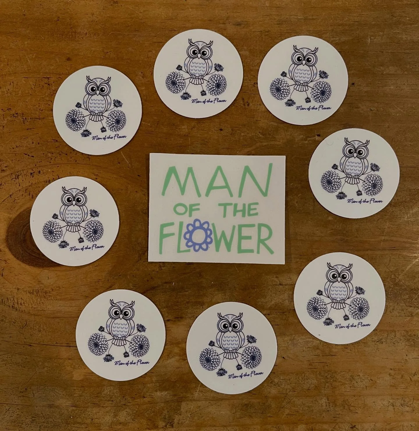 every order from the man of the flower shop comes with a pair of these stickers!! be sure to check out our first run of merch while supplies last, link in bio.