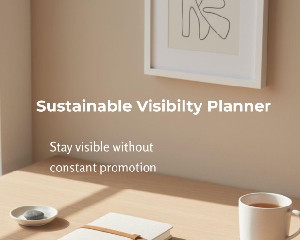 sustainable visibility planner shown in calm workspace representing building a steady and repeatable visibility rhythm