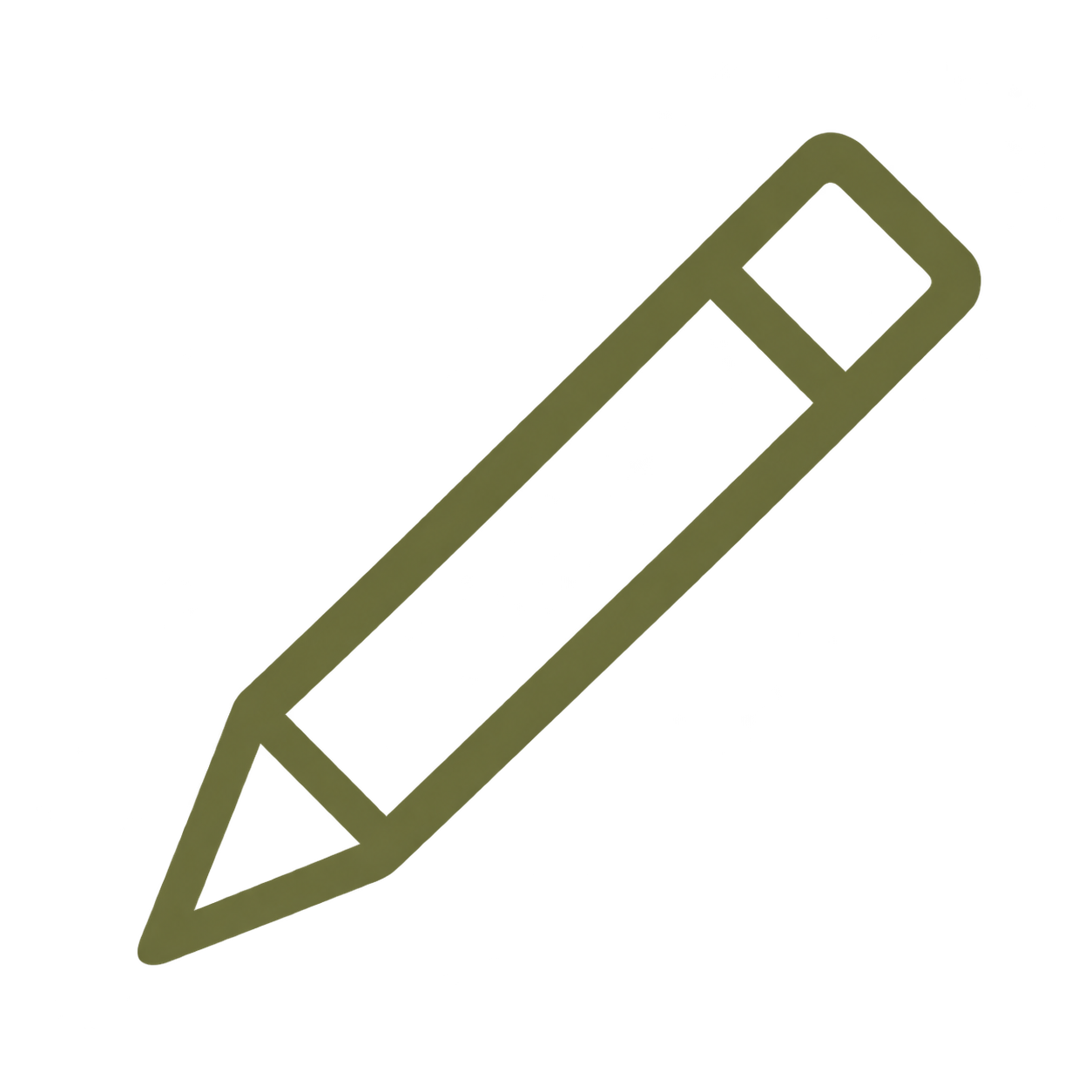 Outline of a pencil with a rectangular eraser at the top end.