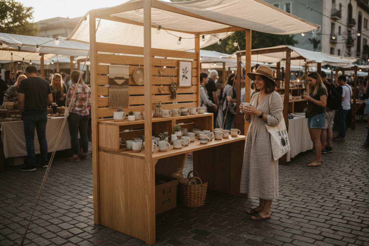 craft booth setup that changes each time with no consistent layout or structure