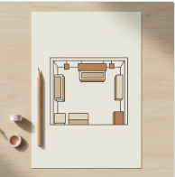 Minimal craft booth layout planner displayed on a clean workspace table representing booth planning resources, display organization tools, and practical layout guides for handmade sellers and craft show vendors.