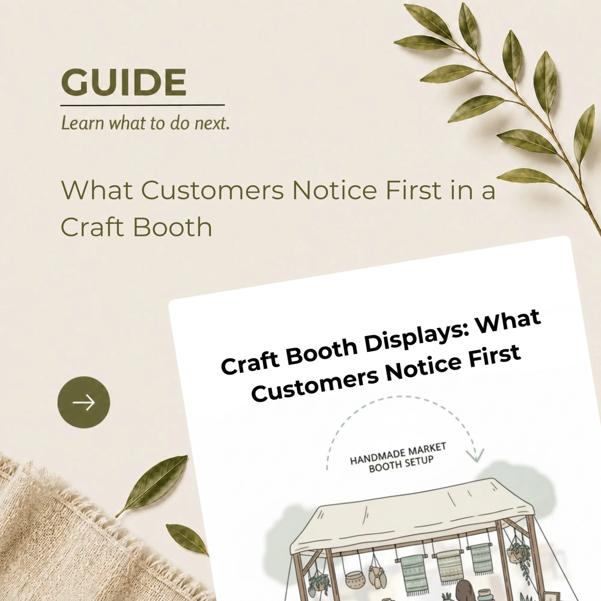 What Customers Notice First in a Craft Booth guide explaining shopper attention, first impressions, booth display elements, visual merchandising principles, and how craft show vendors can attract more visitors to their booth.