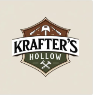 Krafters Hollow maker brand logo representing handmade craftsmanship, creative workshop culture, artisan tools, apparel, maker resources, and products designed for woodworkers, crafters, and creative small businesses.