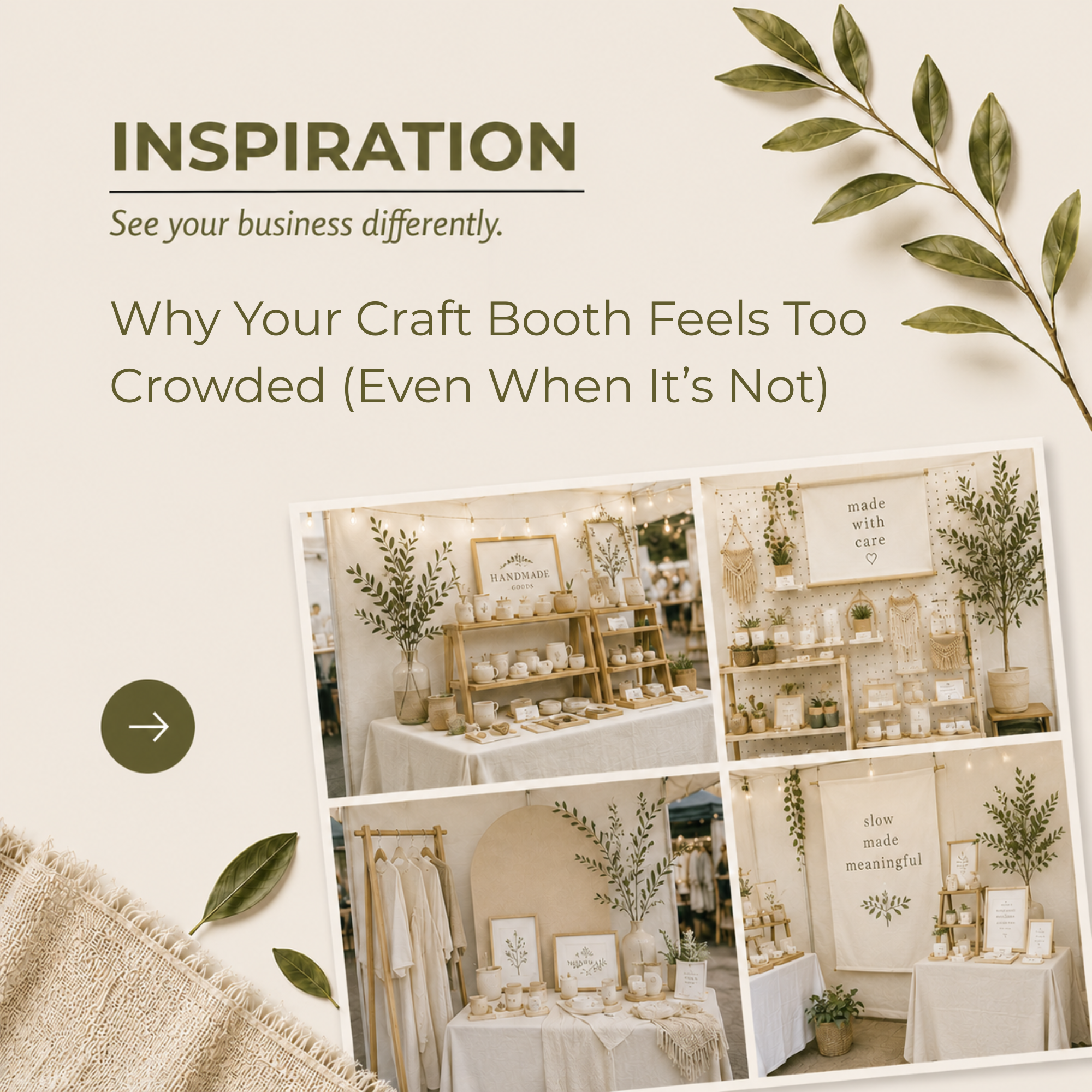 Examples of booth arrangements that create visual clutter and reduce browsing space.