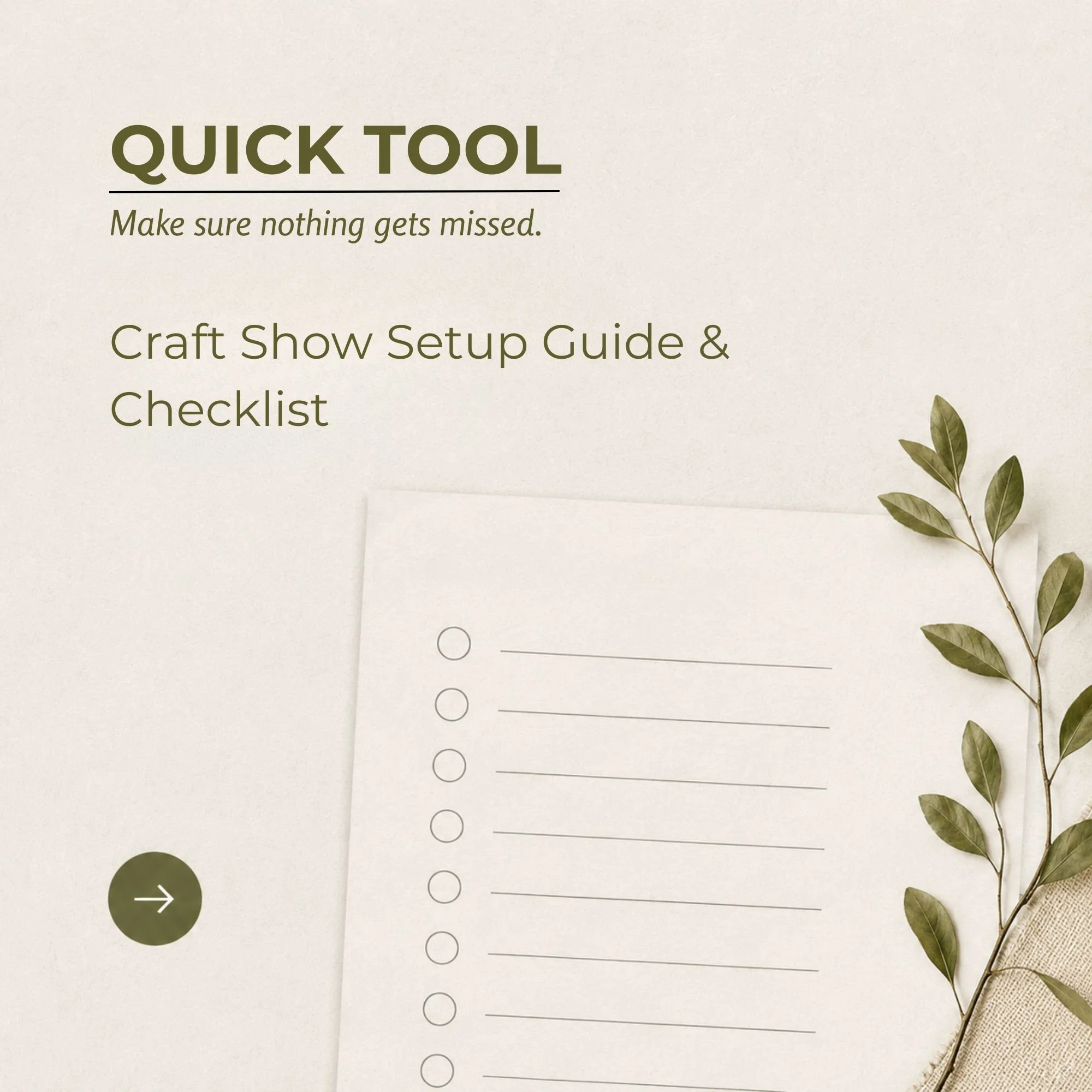 Craft Show Setup Guide and Checklist featuring booth setup instructions, display installation checklists, event day preparation tools, vendor setup planning resources, and step-by-step craft fair booth organization guidance.