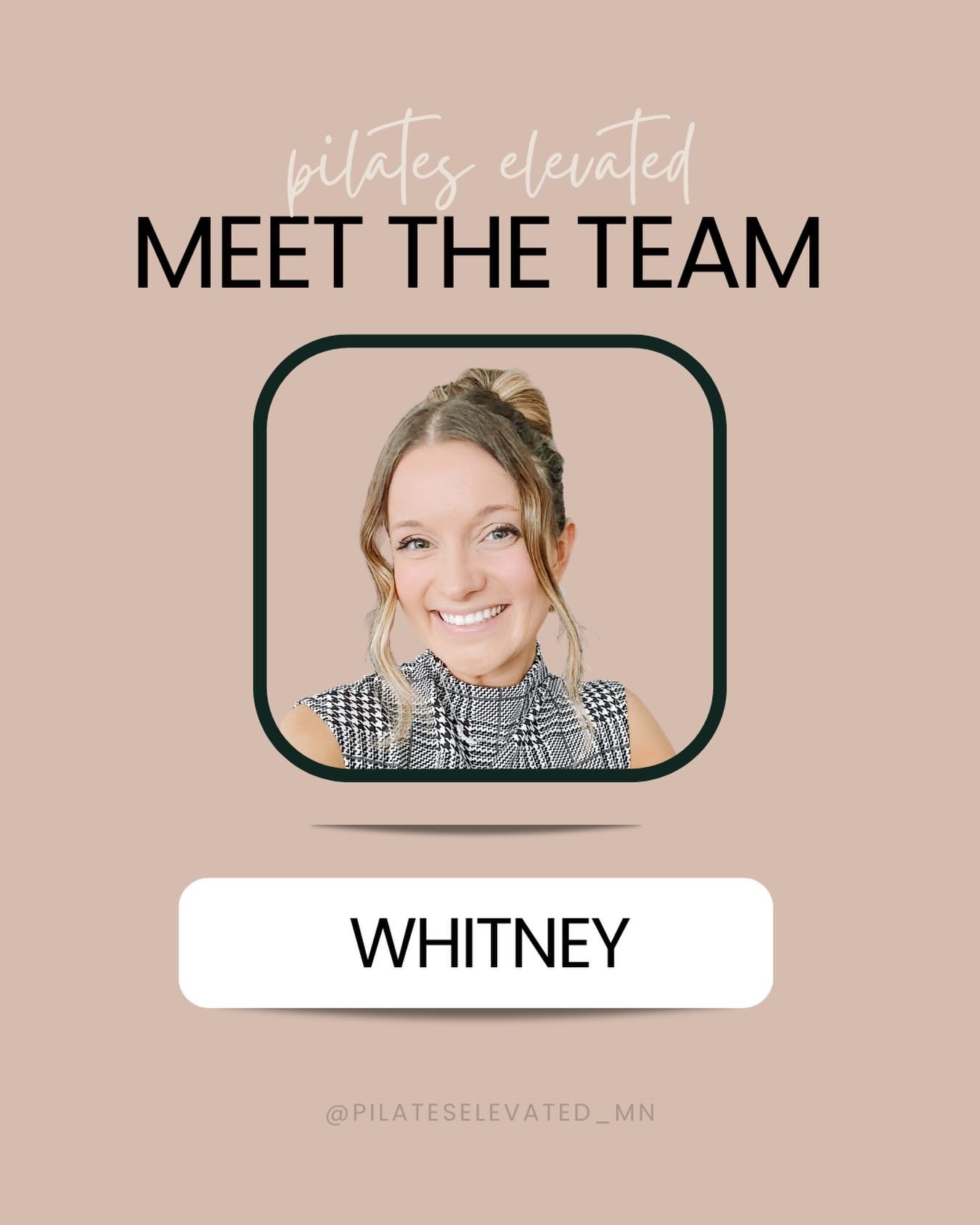 Everyone, meet Whitney&mdash; our new instructor in training! ✨💫 She will be running a pop up class on Sunday 1/18 at 11:00 AM in Mound. The format will be mat/tower Pilates. Book now on the MINDBODY app. 

A LITTLE ABOUT HER // 🤍
Whitney brings ov