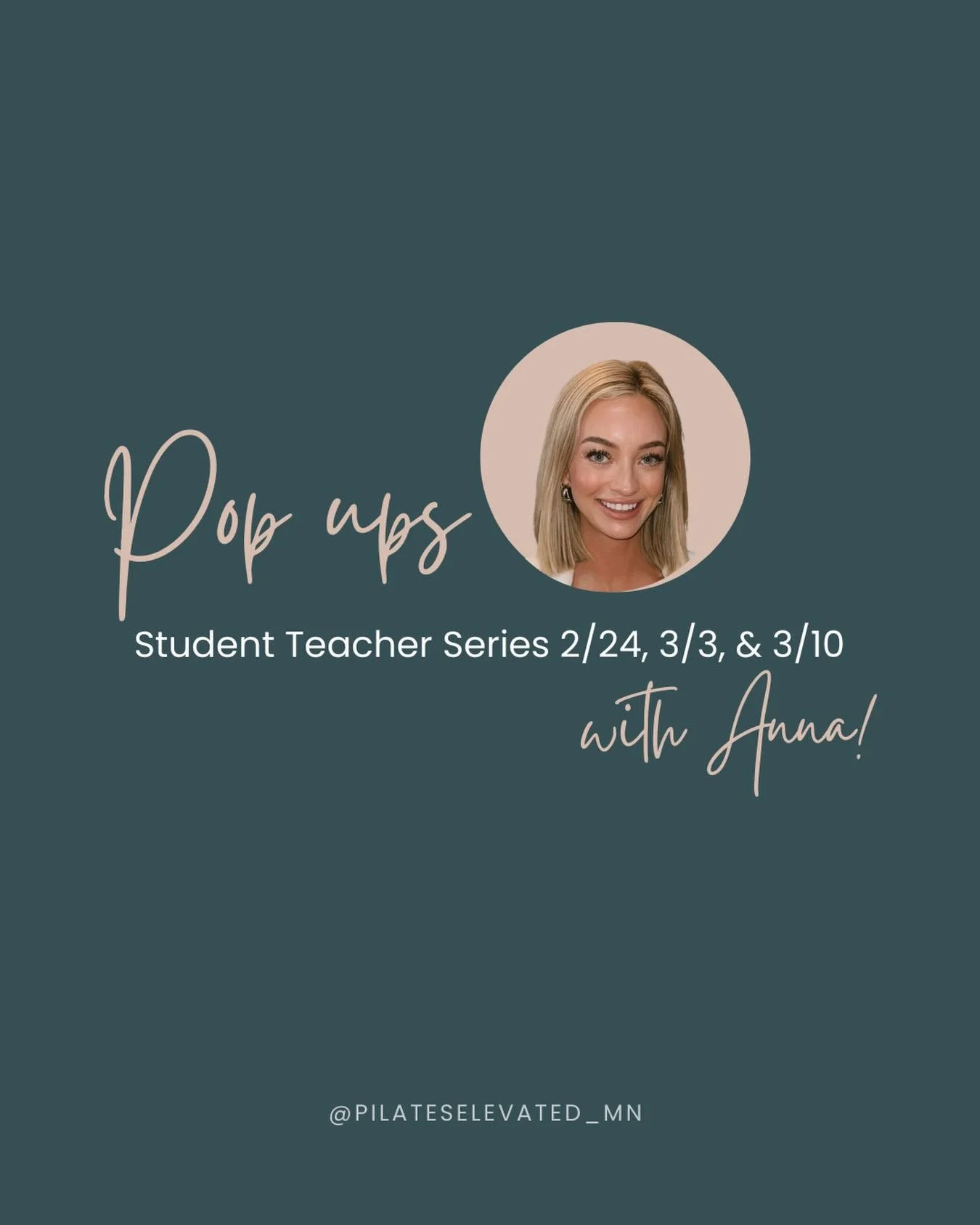 We&rsquo;re so excited to have Anna stepping into the studio and sharing her energy, passion, and love for movement with our community. 💫

She will be leading 3 special Pop-Up Classes starting TODAY:

🗓 Tuesday 2/24
🗓 Tuesday 3/3
🗓 Tuesday 3/10

