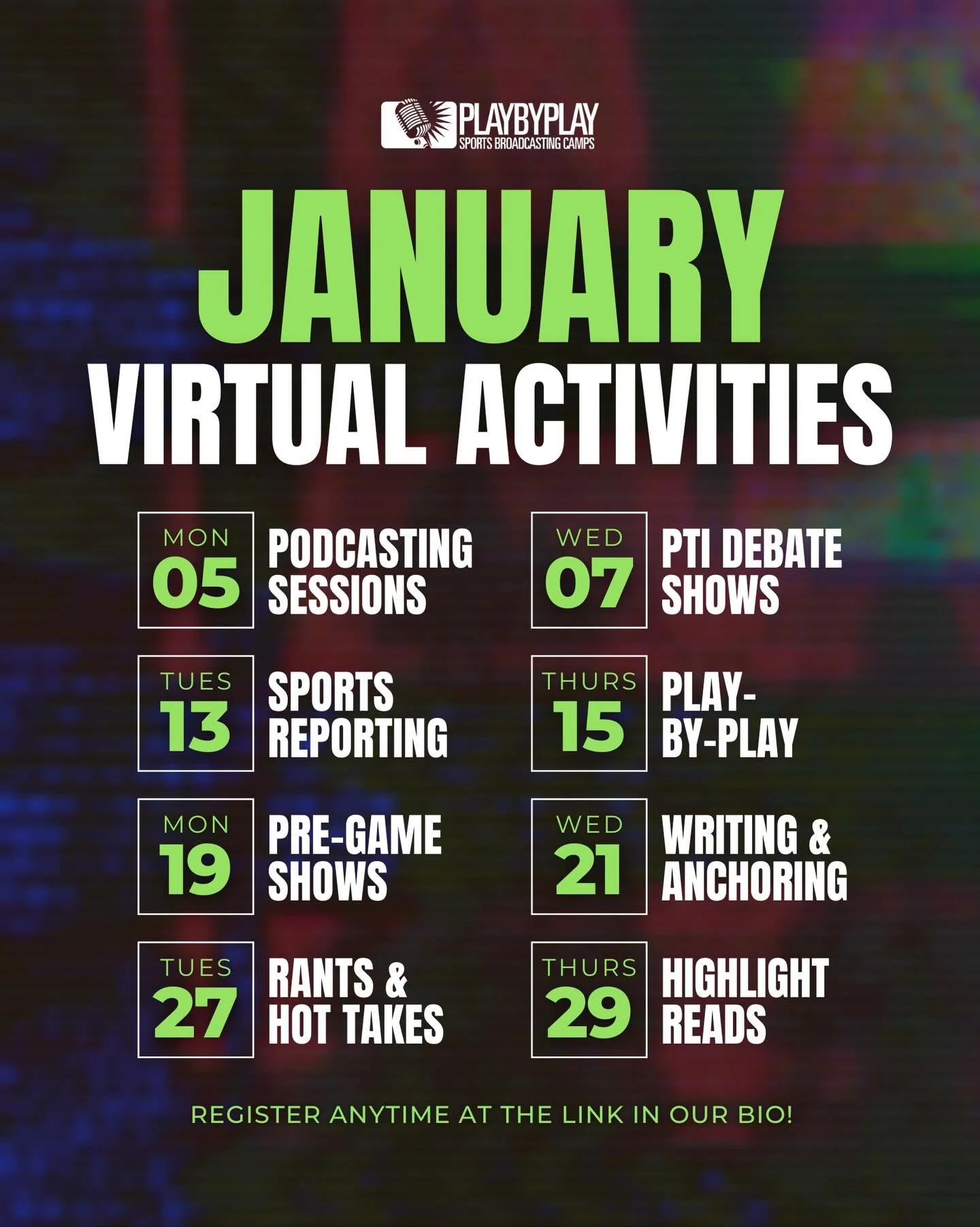 The second half of the virtual season is just getting started! 🎥 With over 50 campers already participating, now&rsquo;s a great time to jump in and be part of the action. 💥🏀🏈⚾️

Register anytime at the link in our bio.

#VirtualCamp #virtuallear