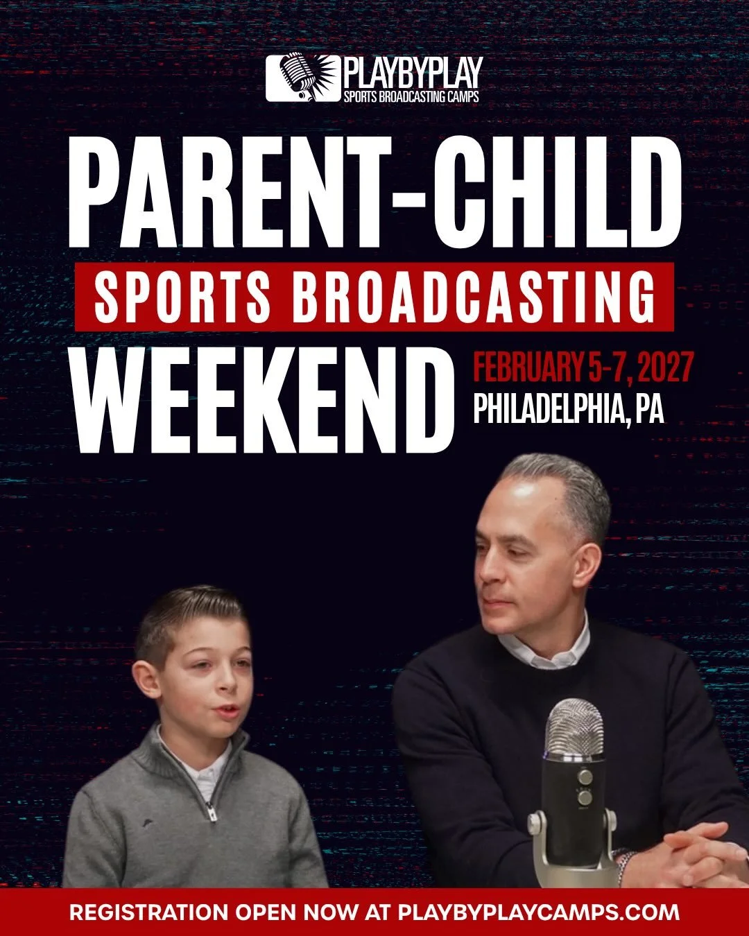 Our Parent-Child Sports Broadcasting Weekend is back! 🎙️🏀

Join us February 5&ndash;7, 2027, in Philadelphia for an unforgettable weekend of live college and NBA basketball, hands-on sports broadcasting, special guests, and more!

Swipe to check ou